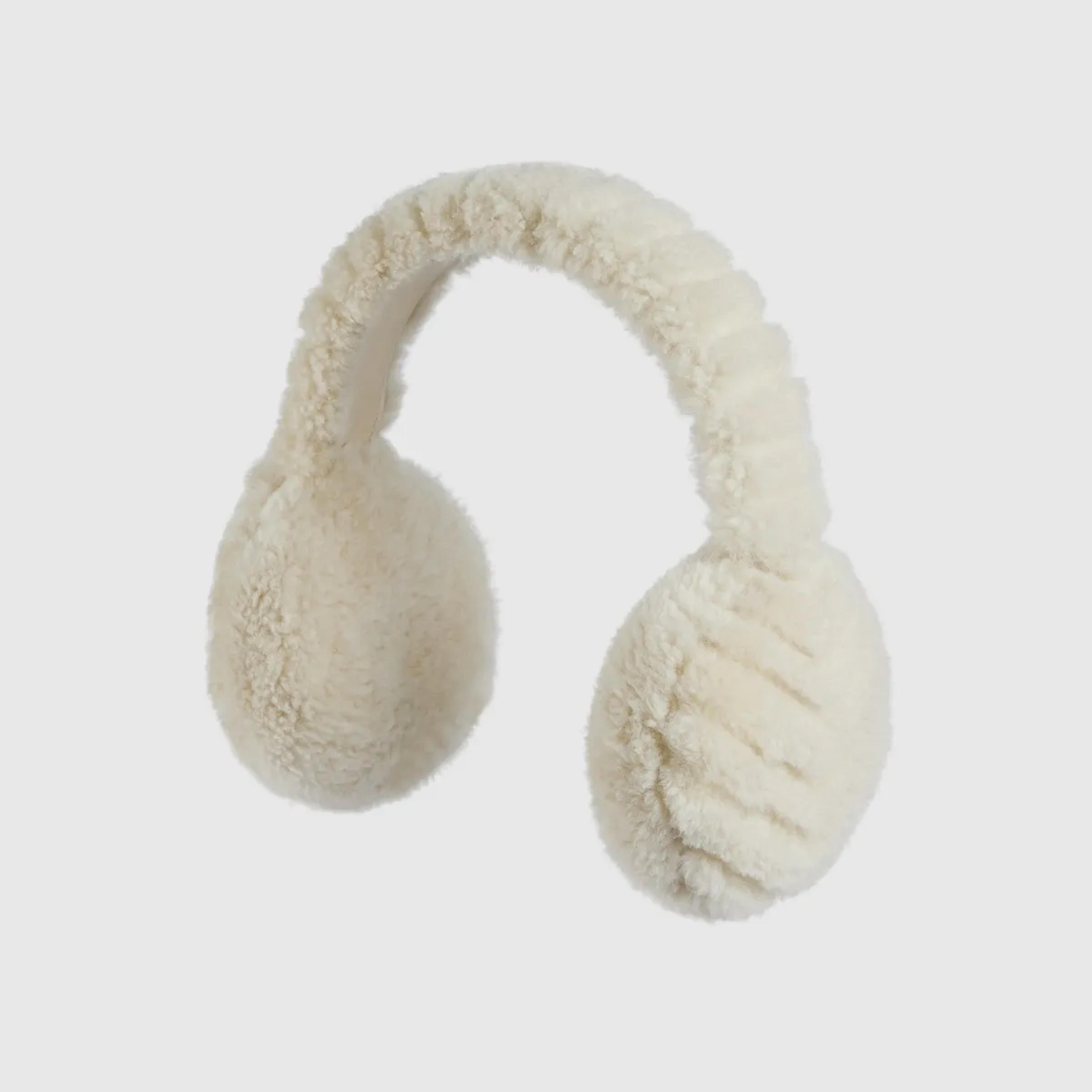 Shearling ear muffs with Double G in white | GUCCI® US