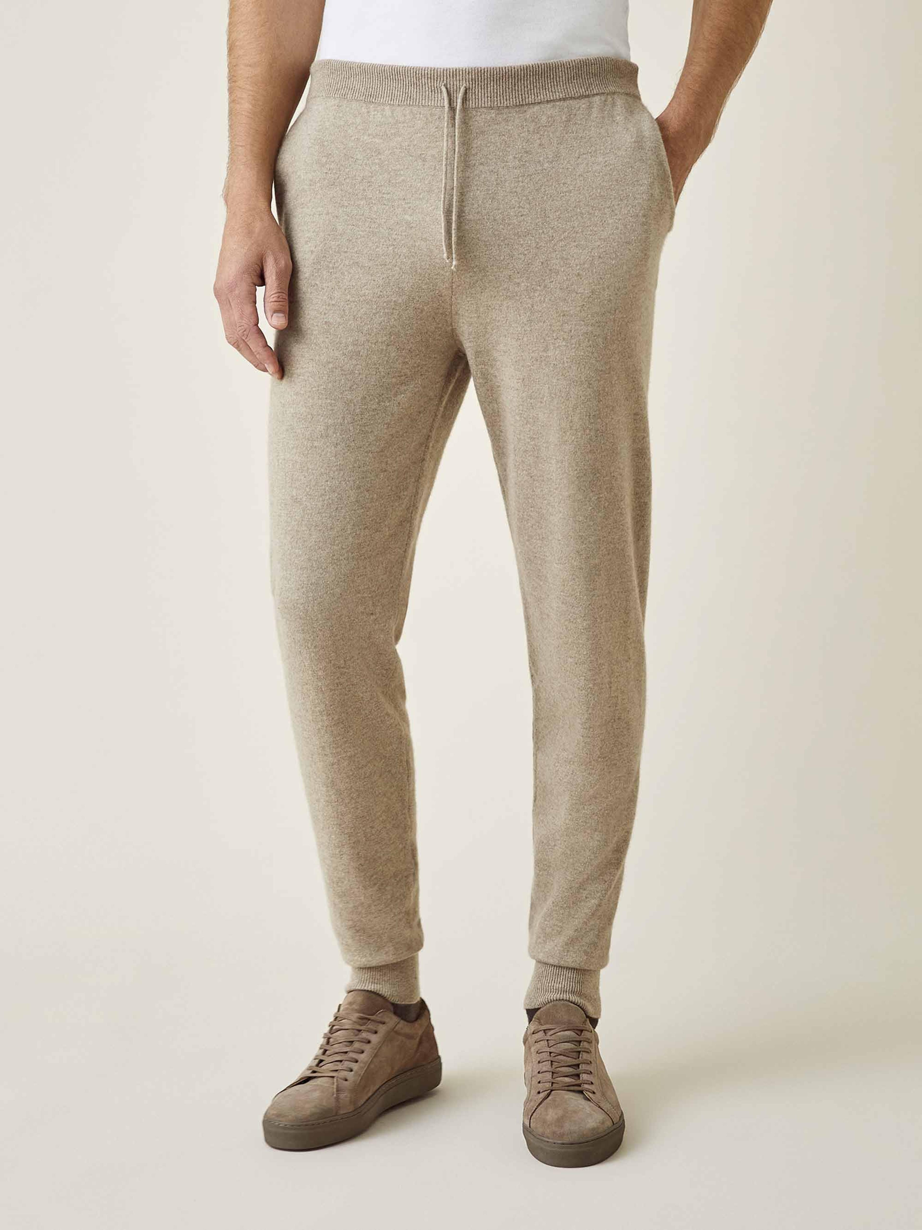 Camel Beige Pure Cashmere Joggers