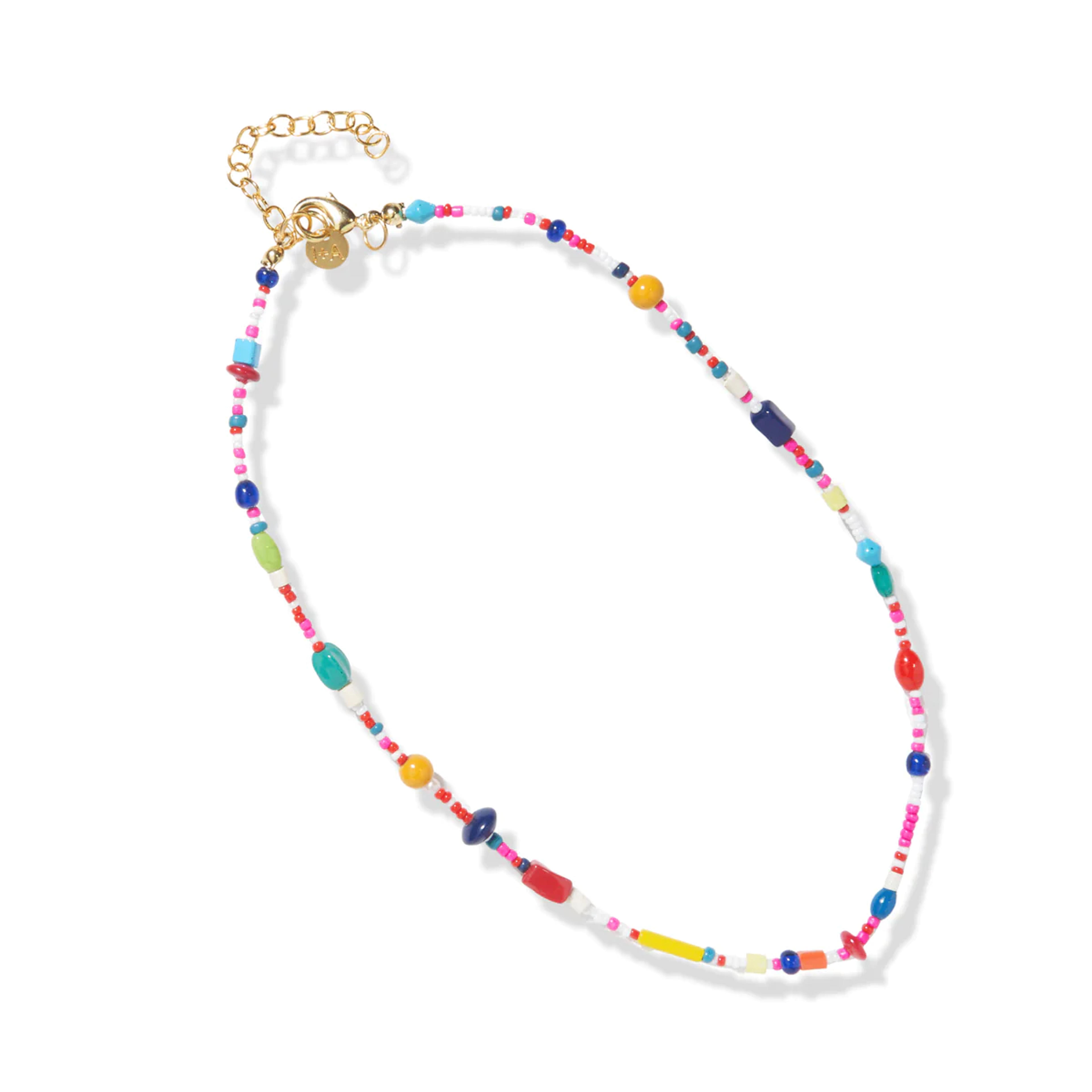 Lucy Multi Mix Short Beaded Necklace Rainbow