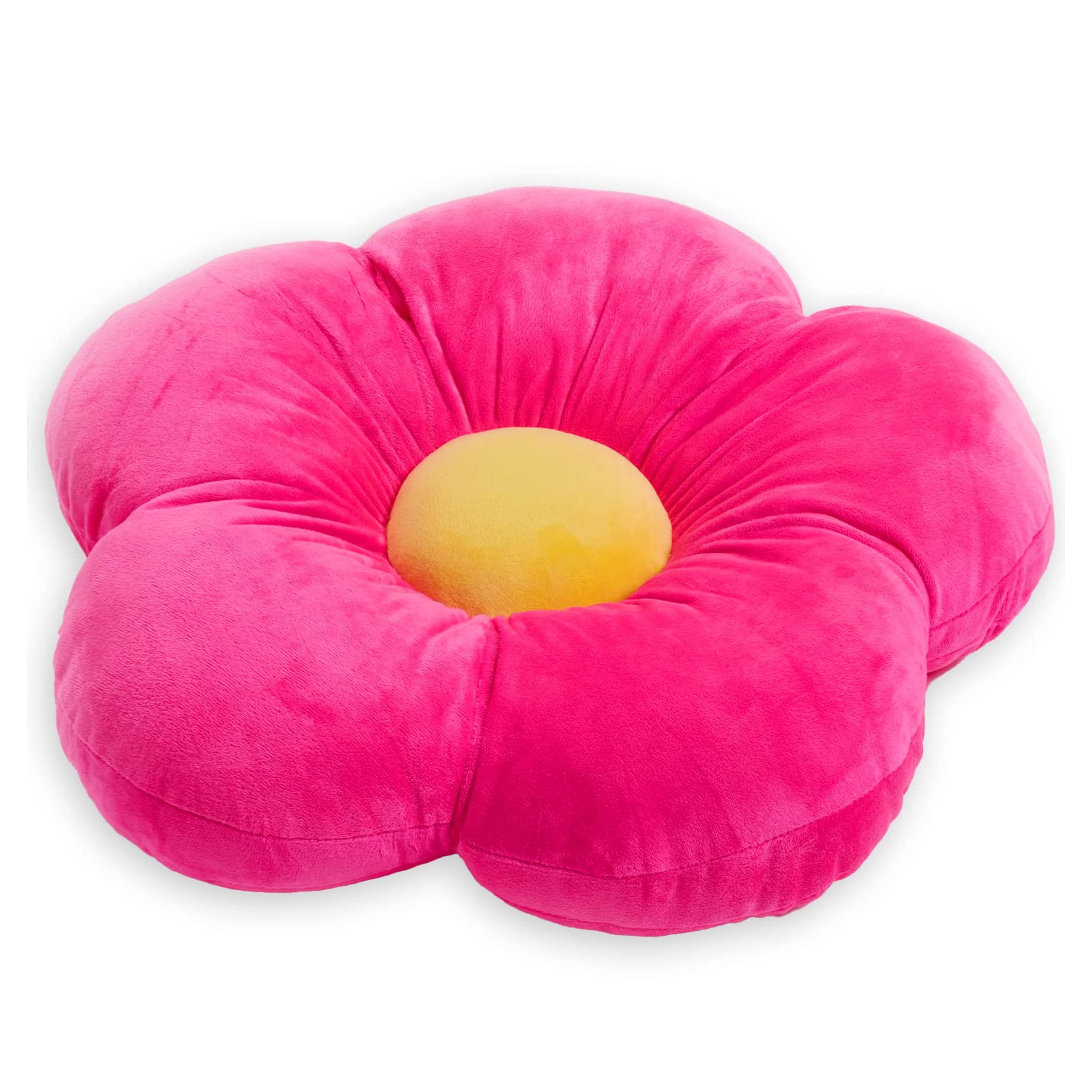 Butterfly Craze Medium Hot Pink Daisy Pillow: Flower-Shaped Lounge Pillow, Seating Cushion - Room Decor, Aesthetic for Teens & Kids; Machine-Washable Plush Microfiber, 20” Diameter