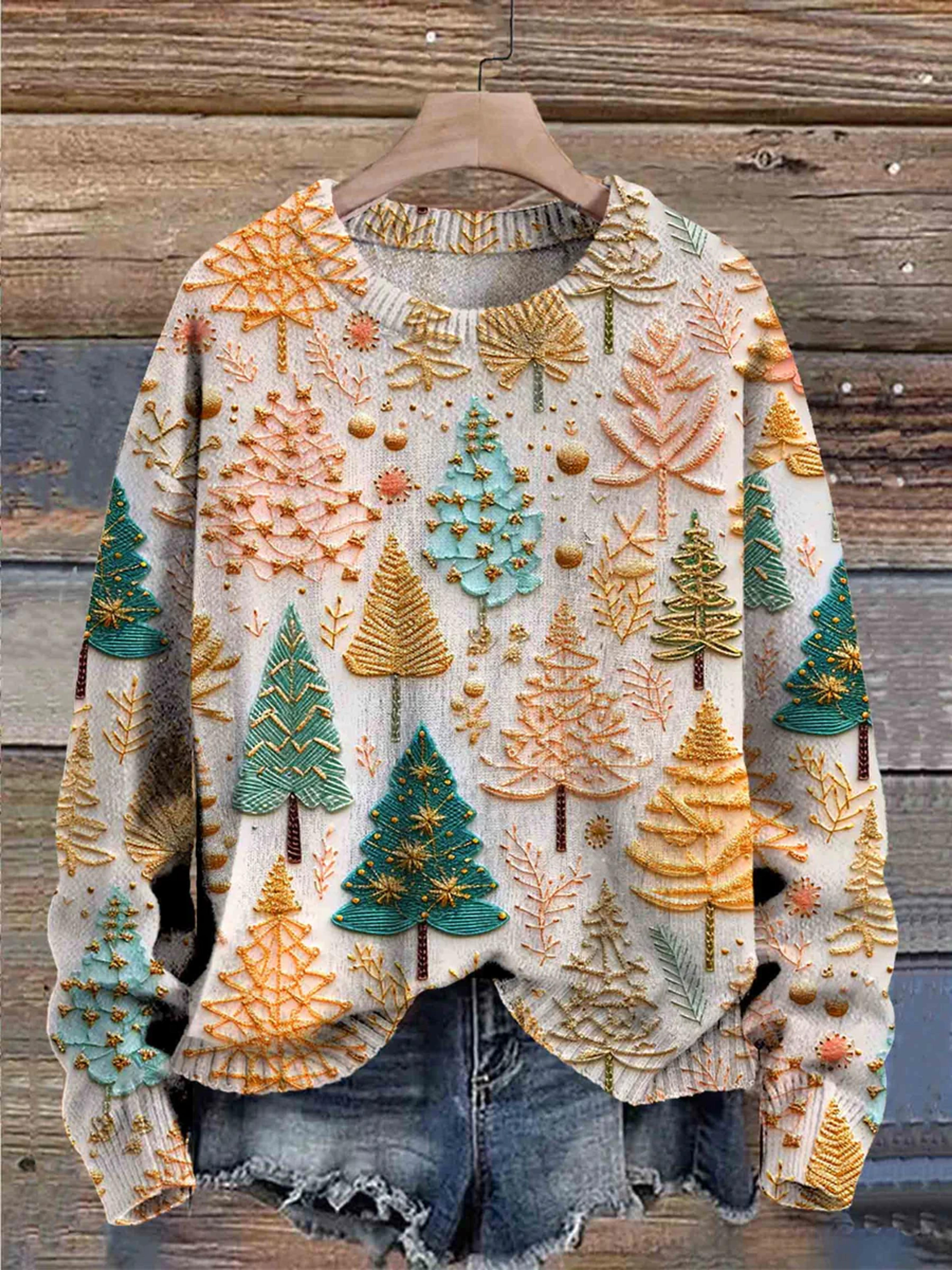 Christmas Tree  Art Print Knit Pullover Sweater