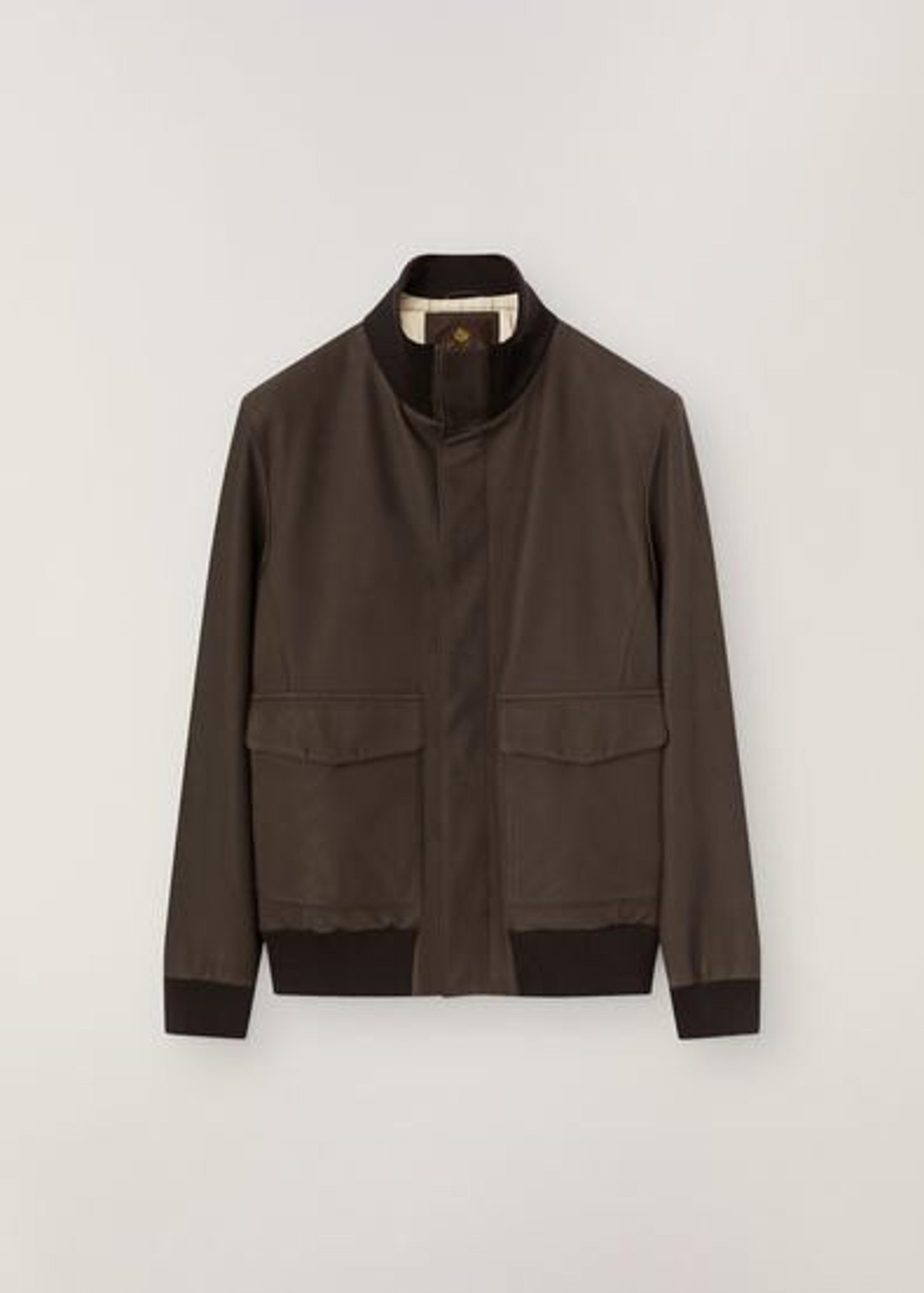 Patton Bomber Jacket in Lambskin Mochi Stone | Loro Piana