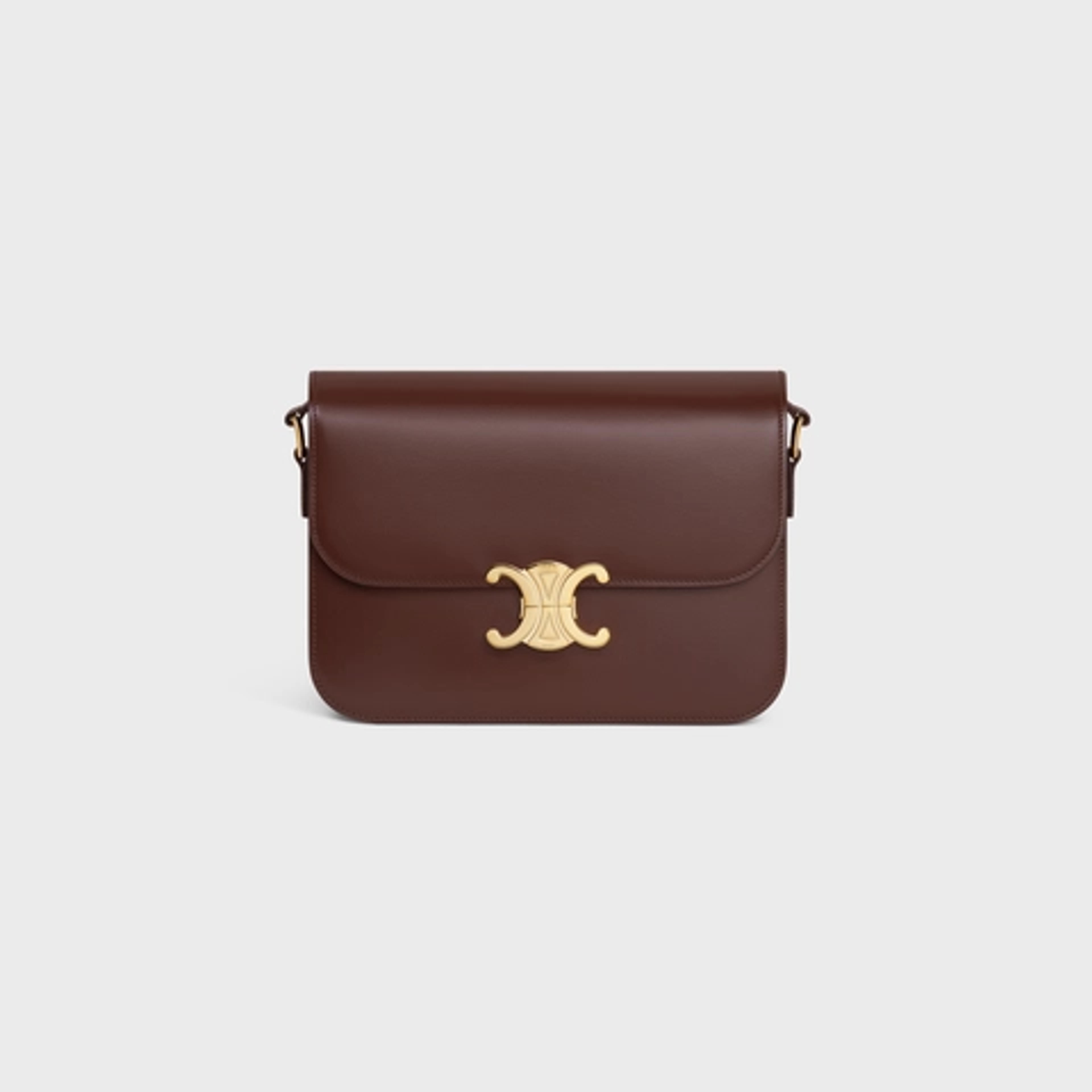 CLASSIQUE TRIOMPHE BAG IN SHINY CALFSKIN - CHESTNUT | CELINE