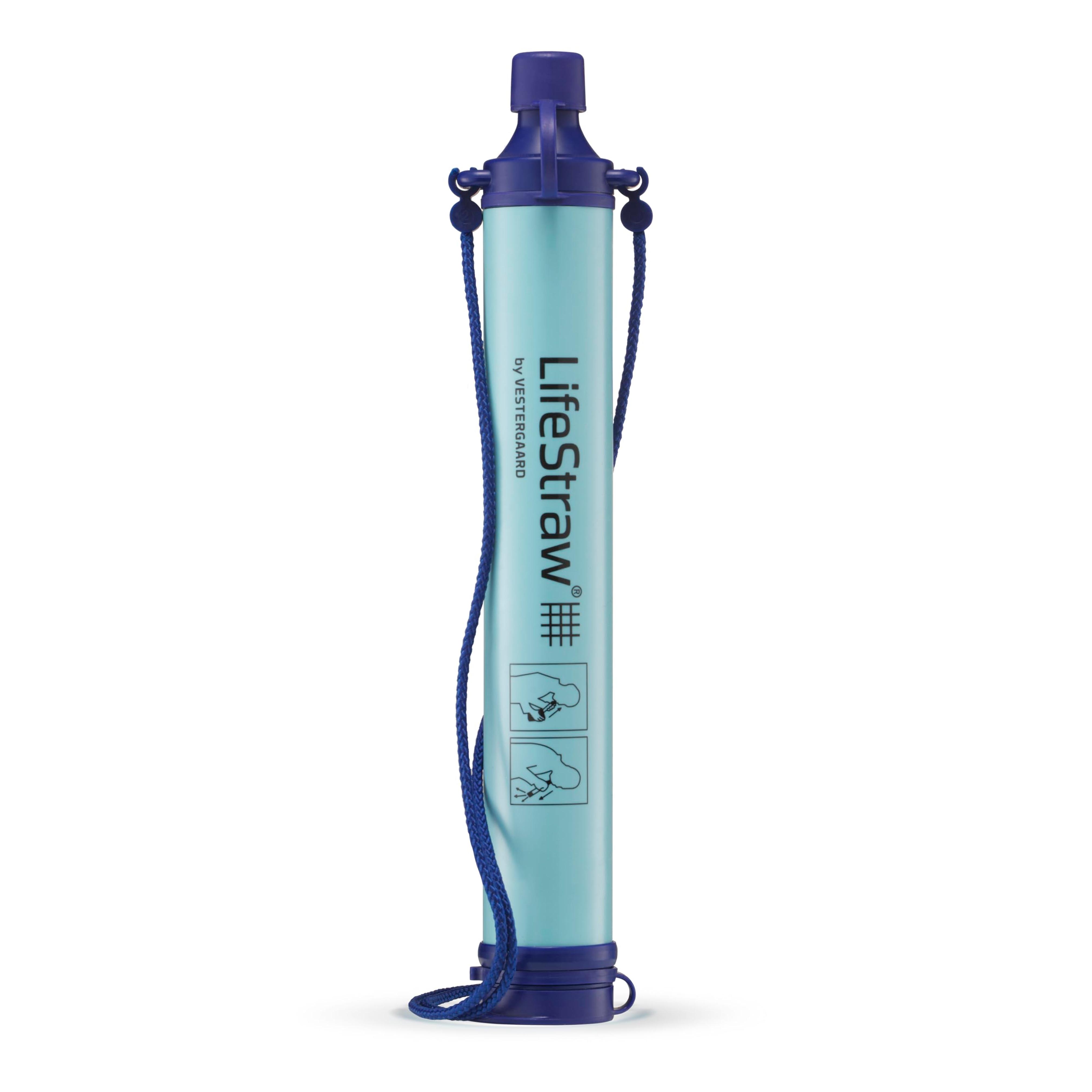 LifeStraw Personal Water Filter for Hiking, Camping, Travel, and Emergency Preparedness, 1 Pack, Blue