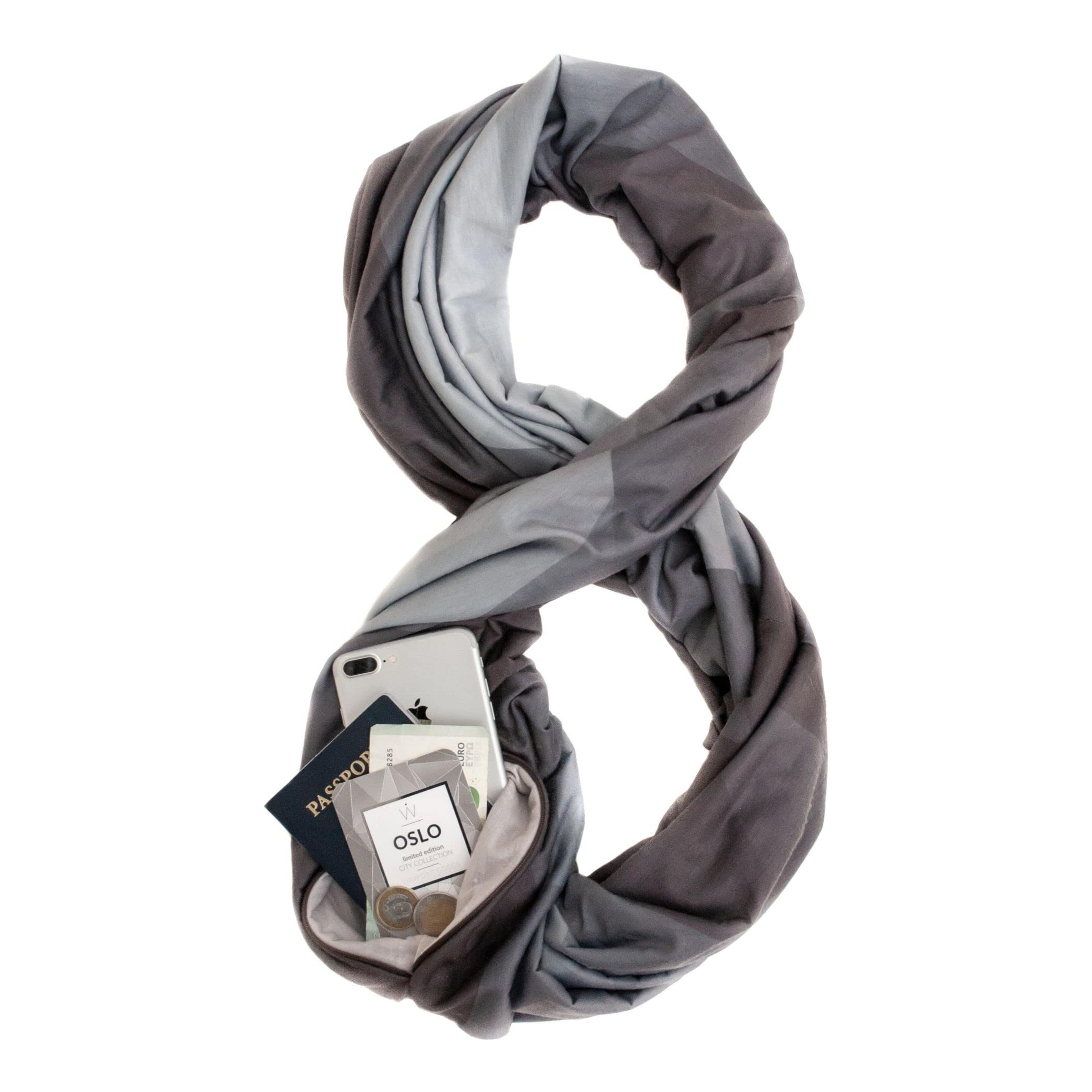 TRAVEL SCARF by WAYPOINT GOODS//Infinity Scarf w/Secret Hidden Zipper Pocket (Oslo)