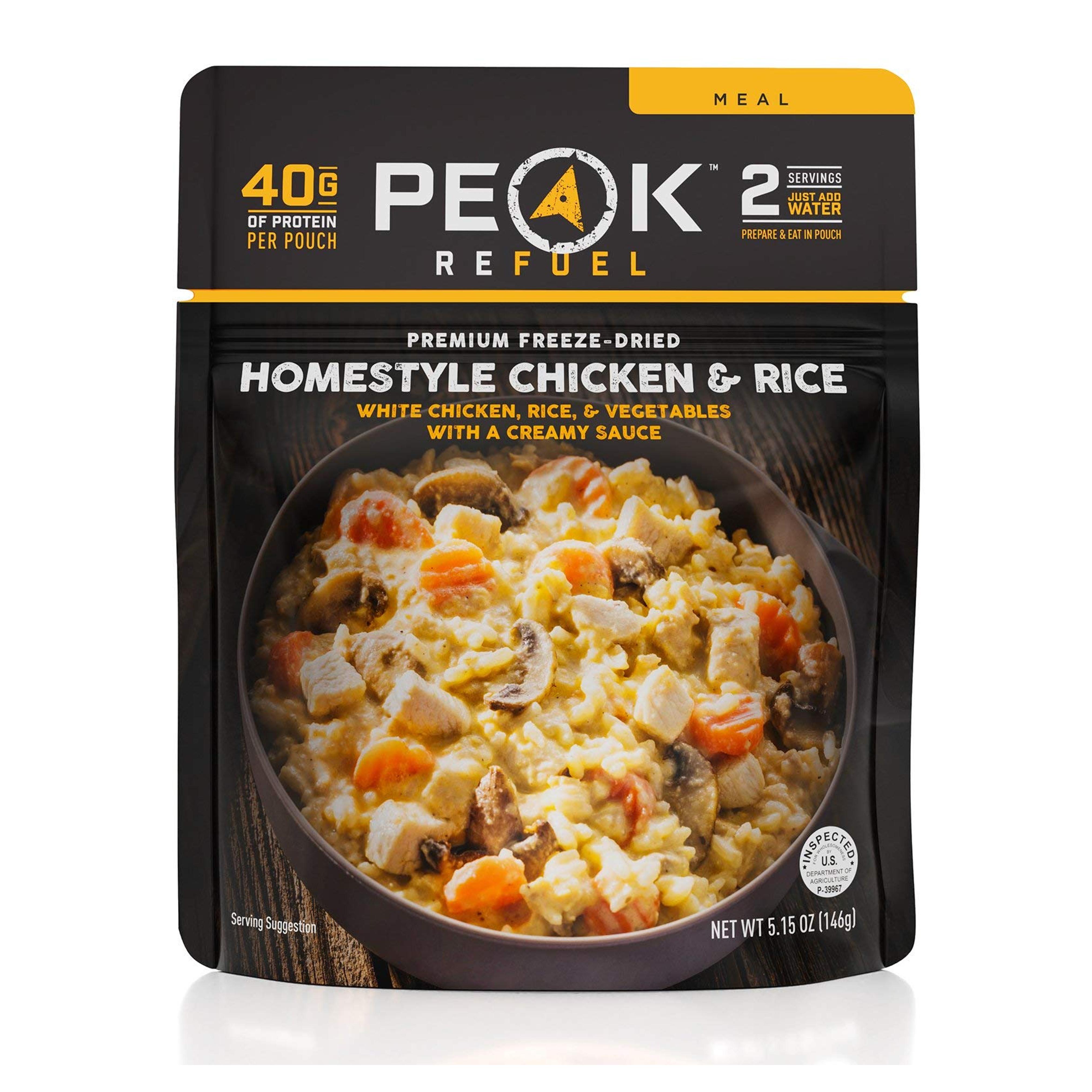 Peak Refuel Homestyle Chicken and Rice | Freeze Dried Backpacking and Camping Food | Amazing Taste | High Protein | Real Meat | Quick Prep Meals