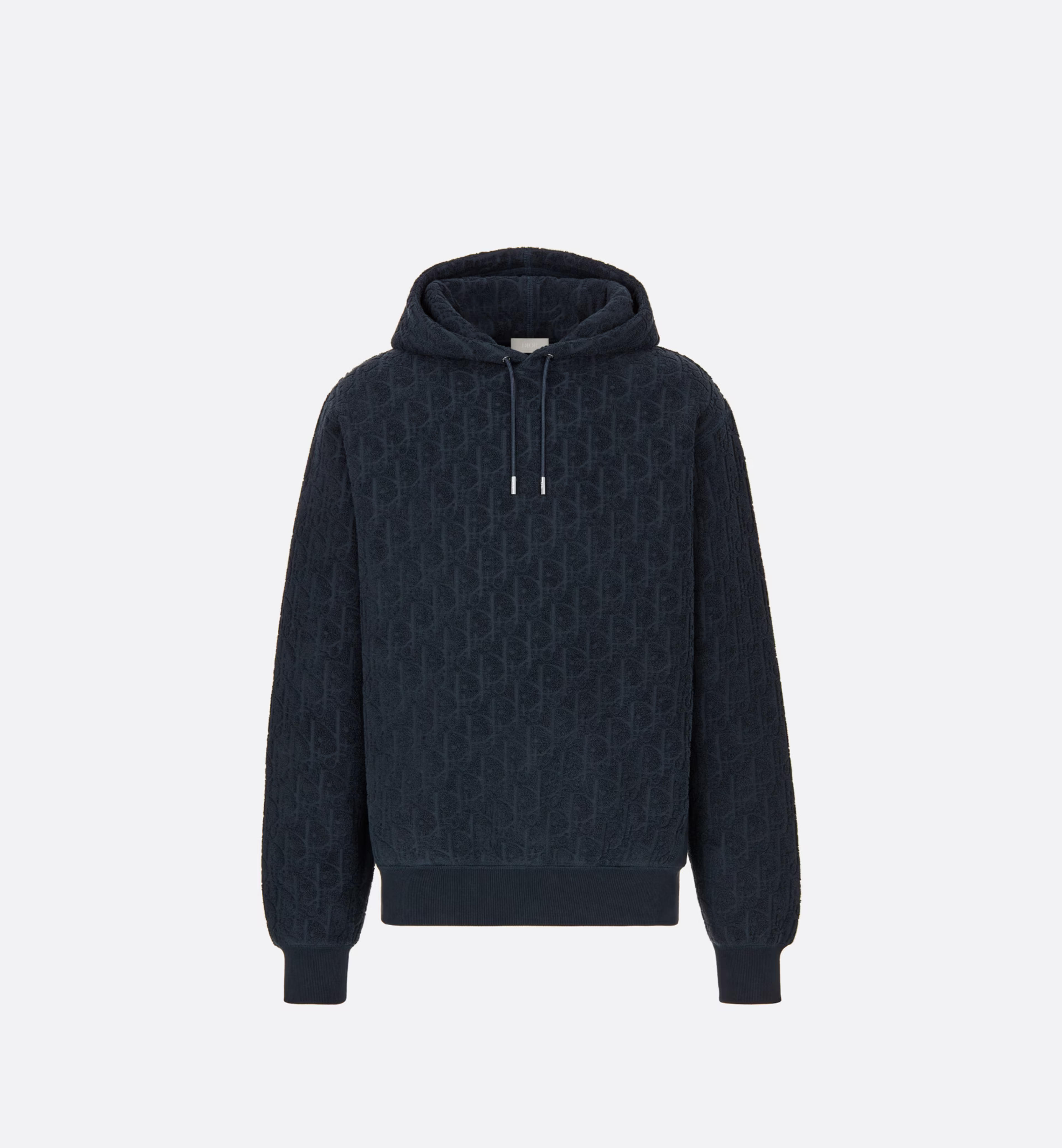 Dior Oblique Hooded Sweatshirt, Relaxed Fit Navy Blue Terry Cotton Jacquard | DIOR
