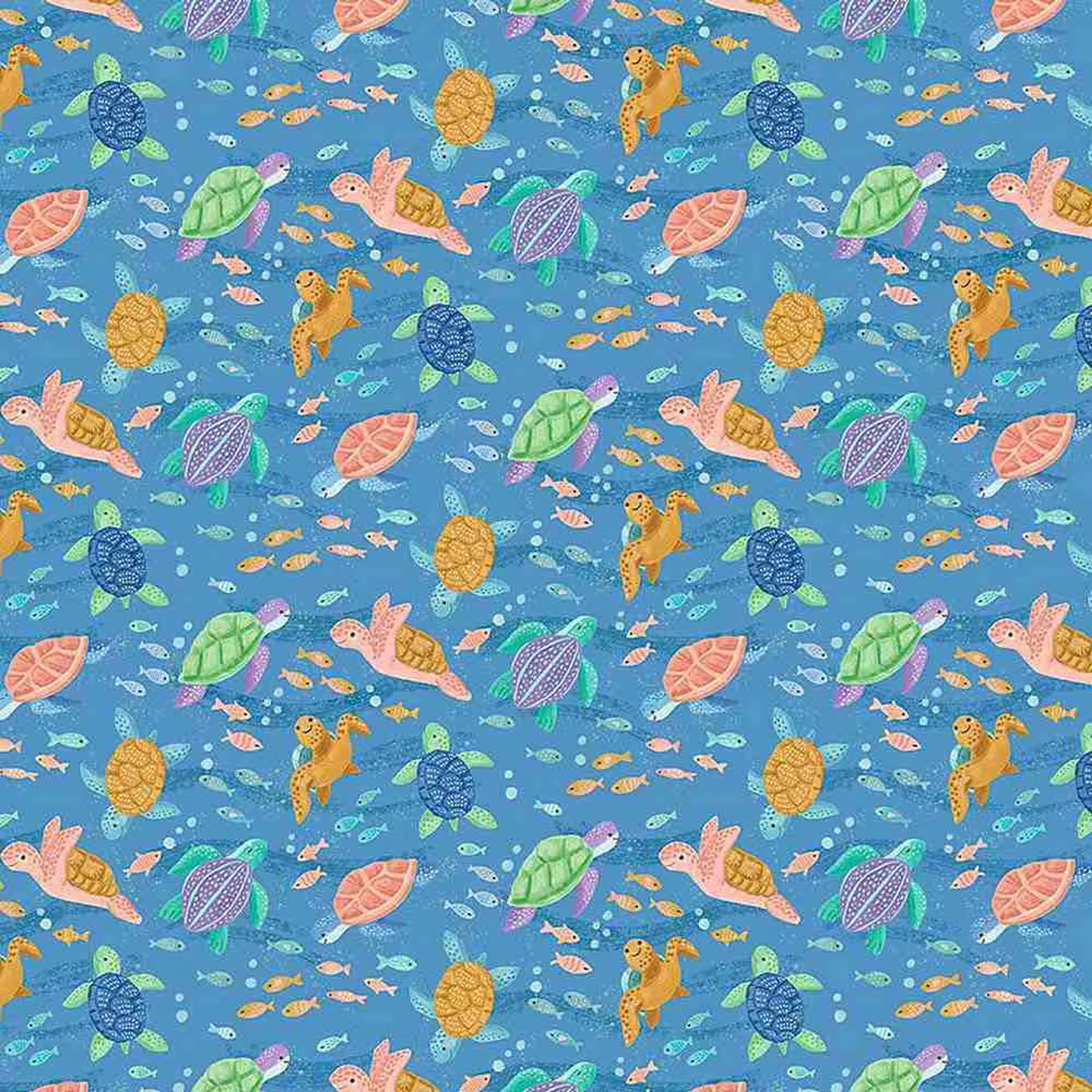 Sea Friends  Tossed Sea Turtles by Timeless Treasures Fabric