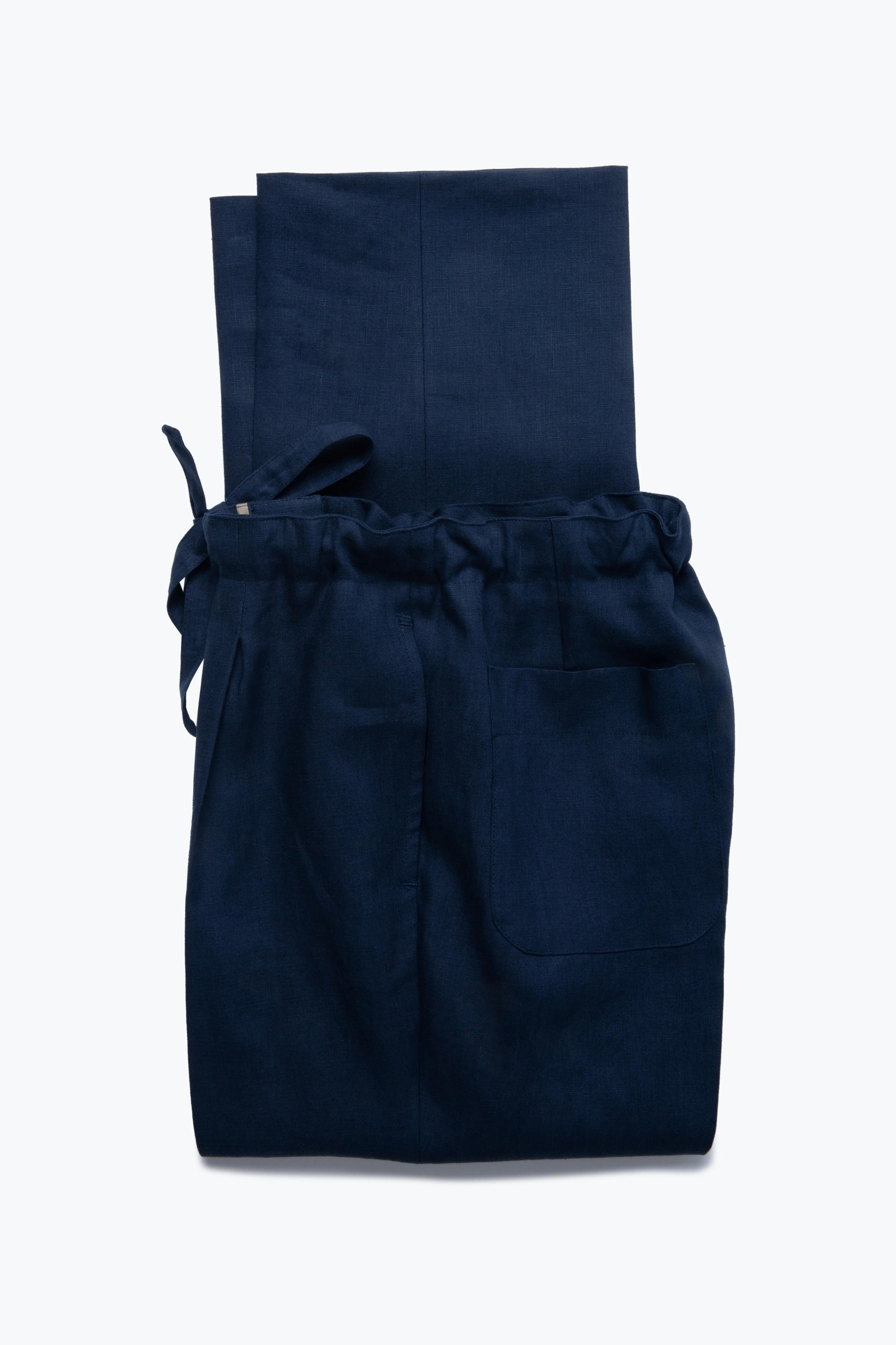 MTO - Drawstring Trousers (Indigo Washed Linen) - 44 / Cuff