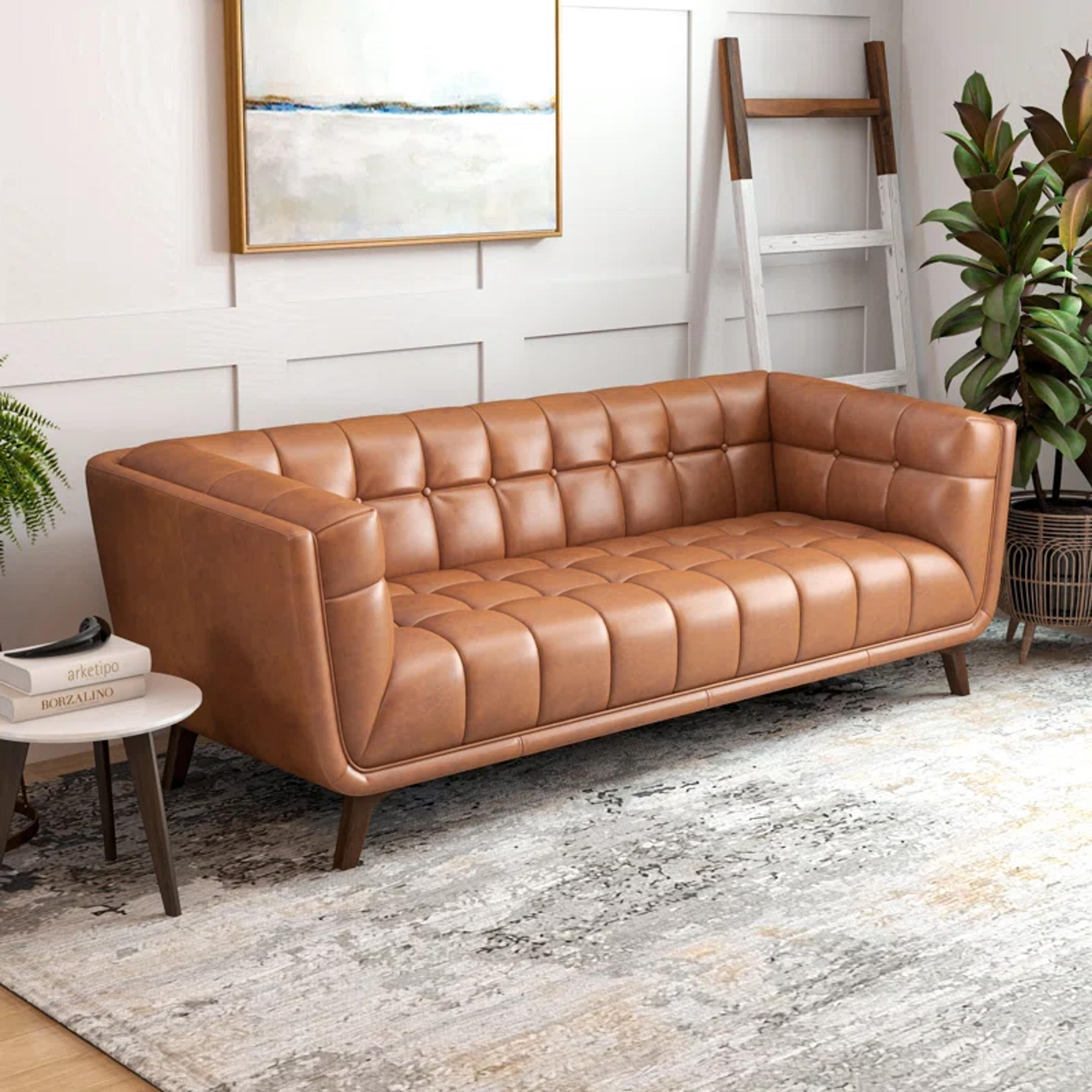 Mercury Row® Ardrie 82.5'' Genuine Leather Flared Arm Sofa & Reviews | Wayfair