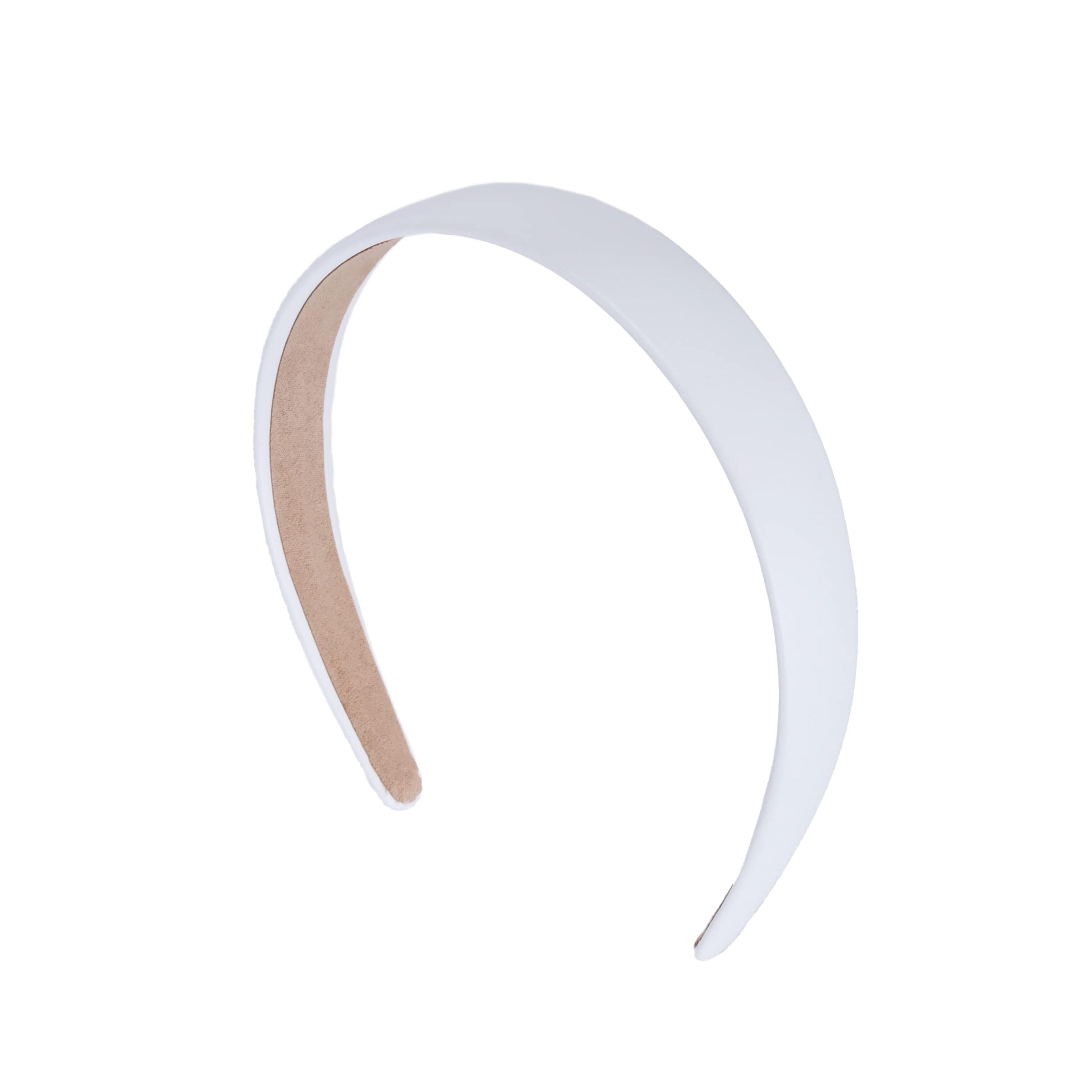 1 Inch Vegan Leather Headband for Women and Girls (White)