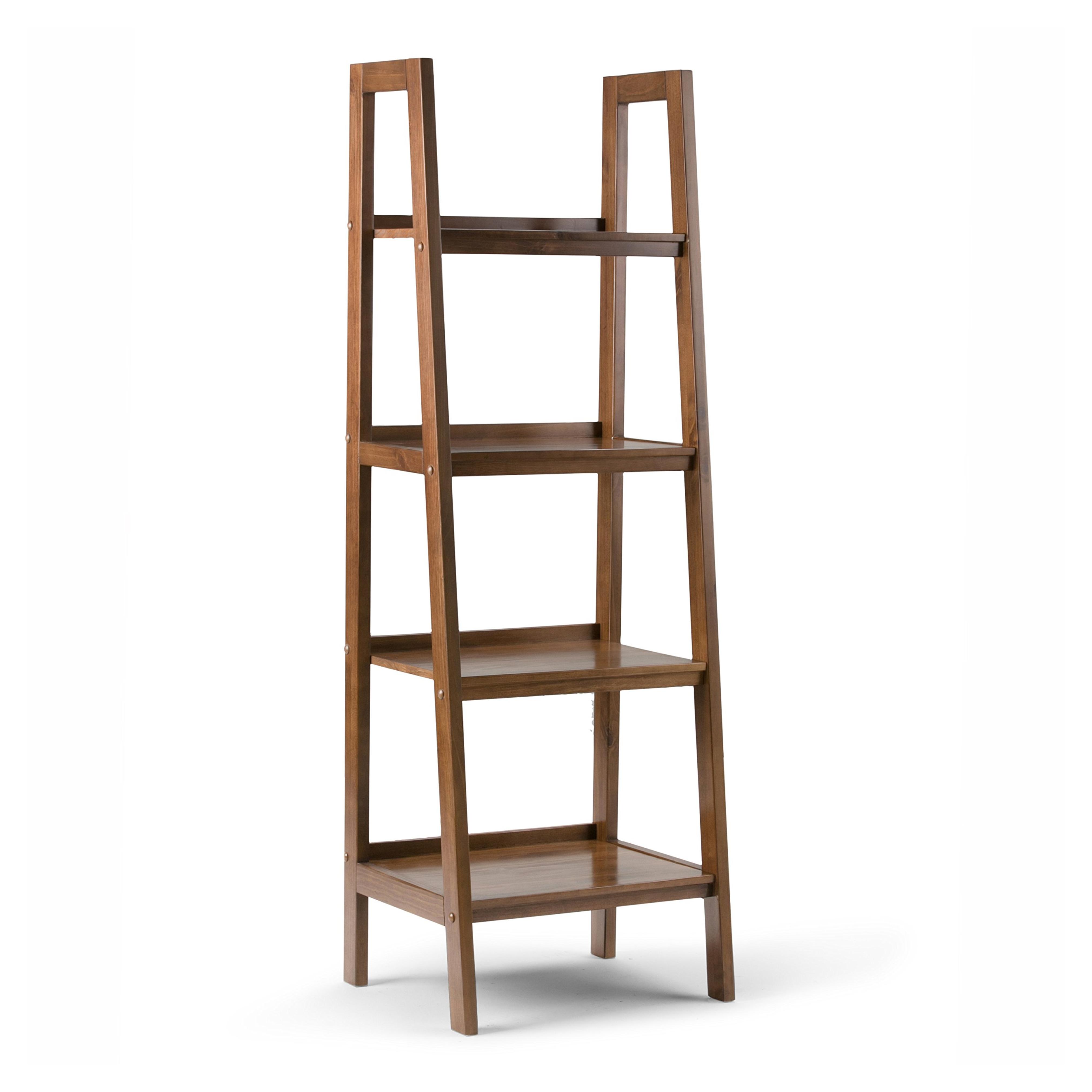 Simpli Home Sawhorse Ladder Shelf, Medium Saddle Brown