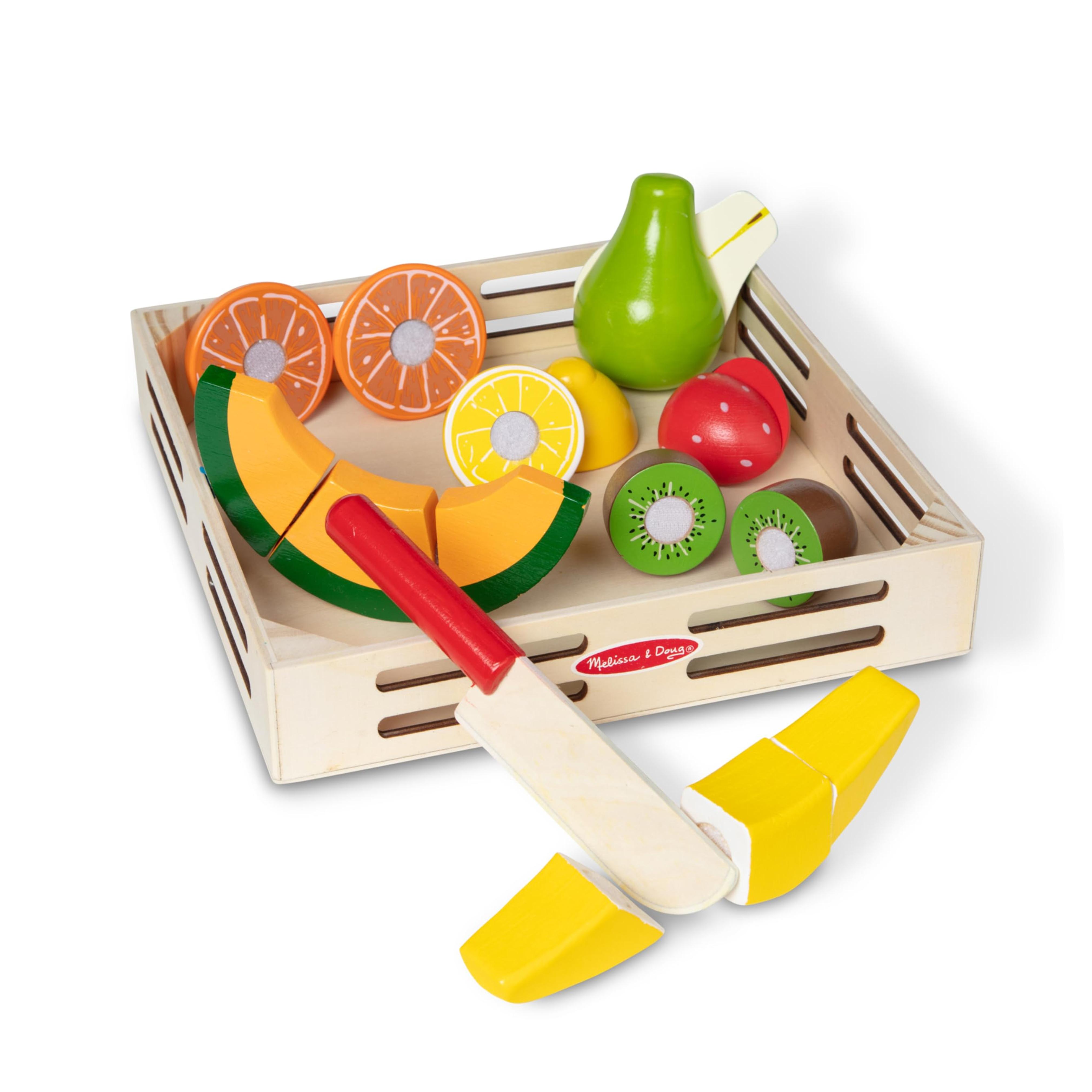 Melissa & Doug Cutting Fruit Set - Wooden Play Food Kitchen Accessory, Multi - Pretend Play Accessories, Wooden Cutting Fruit Toys For Toddlers And Kids Ages 3+