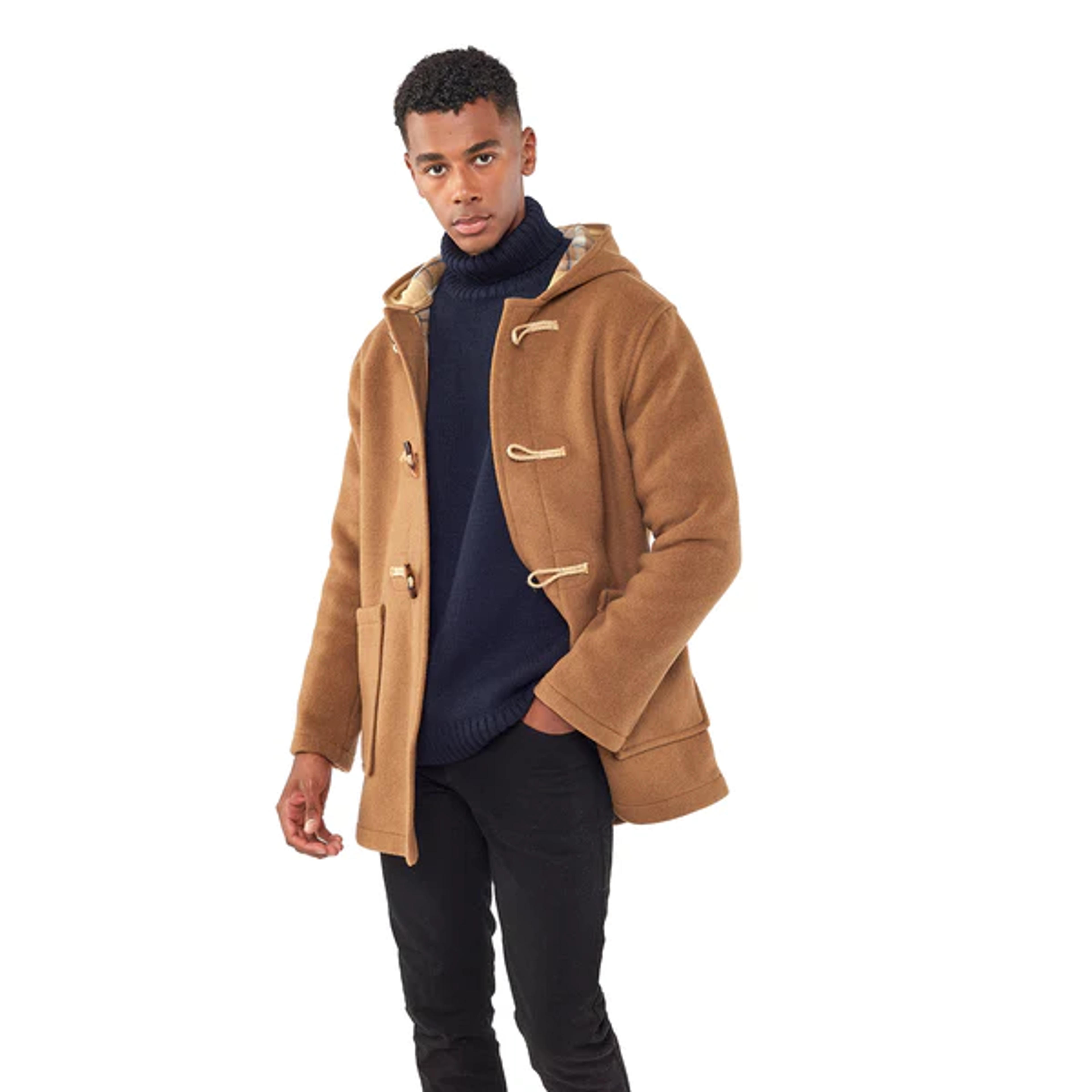 Men's Abberley Simple Fit Duffle Coat With Wooden Toggles - Camel | Original Montgomery - USA