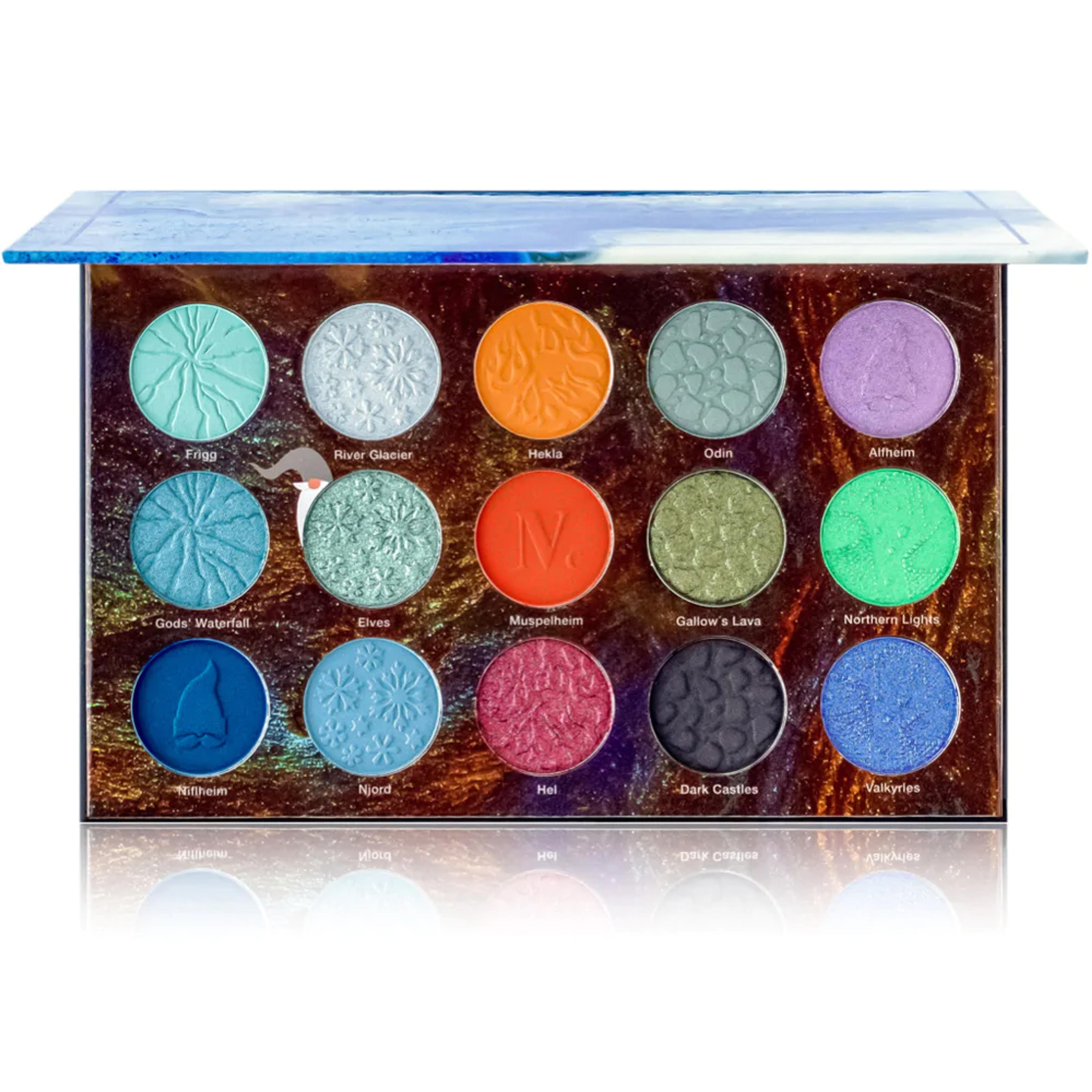 NOMAD x Iceland Fire & Ice Intense Eyeshadow Palette (All, cloudberry seed oil, cruelty-free, eyeshadow, finer-pigments, iceland, intense-color, no-mineral, no-parabens, puresource, vegan) | Cosmetics | Nomad Cosmetics