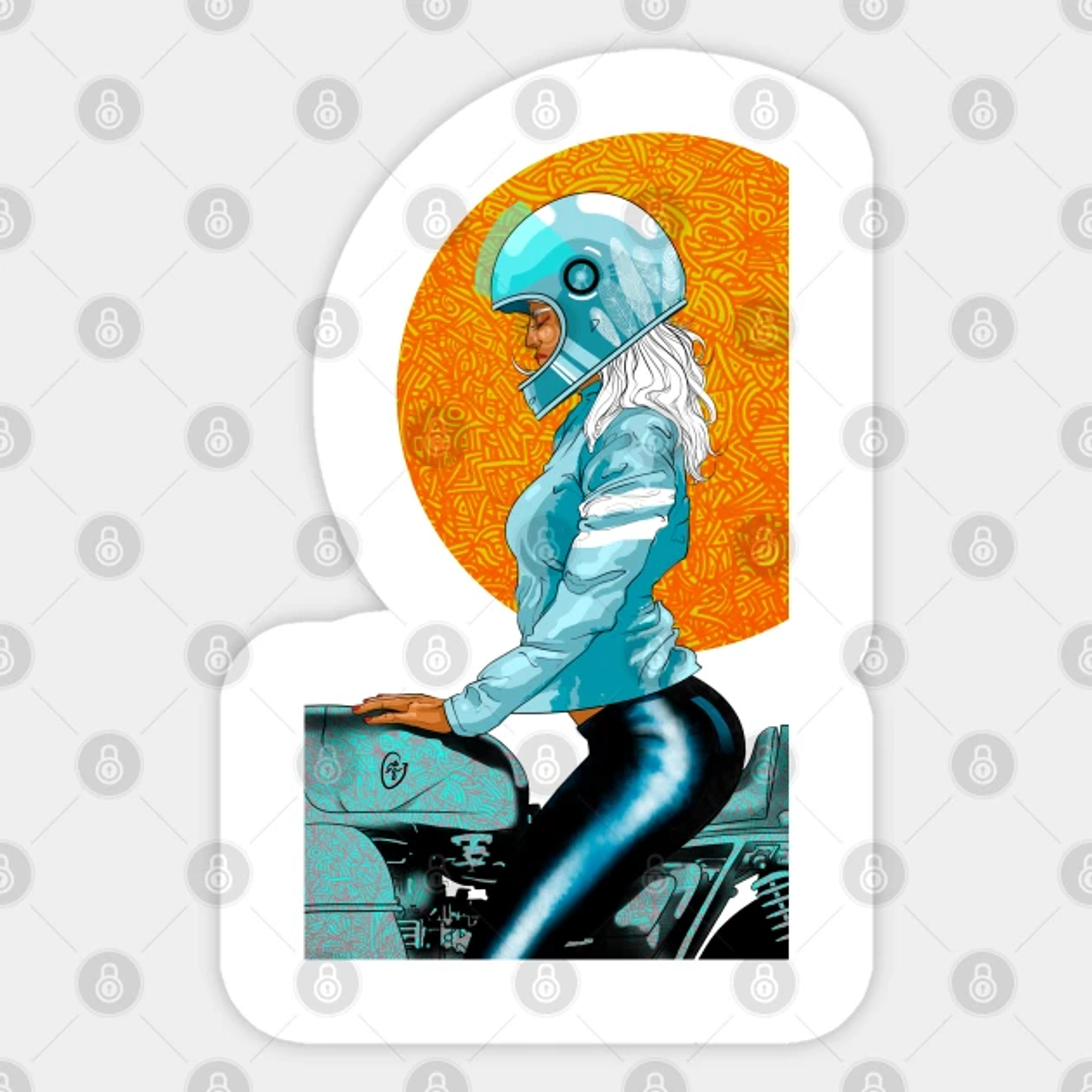 Rider Girl - Pin Up Girl - Sticker | TeePublic