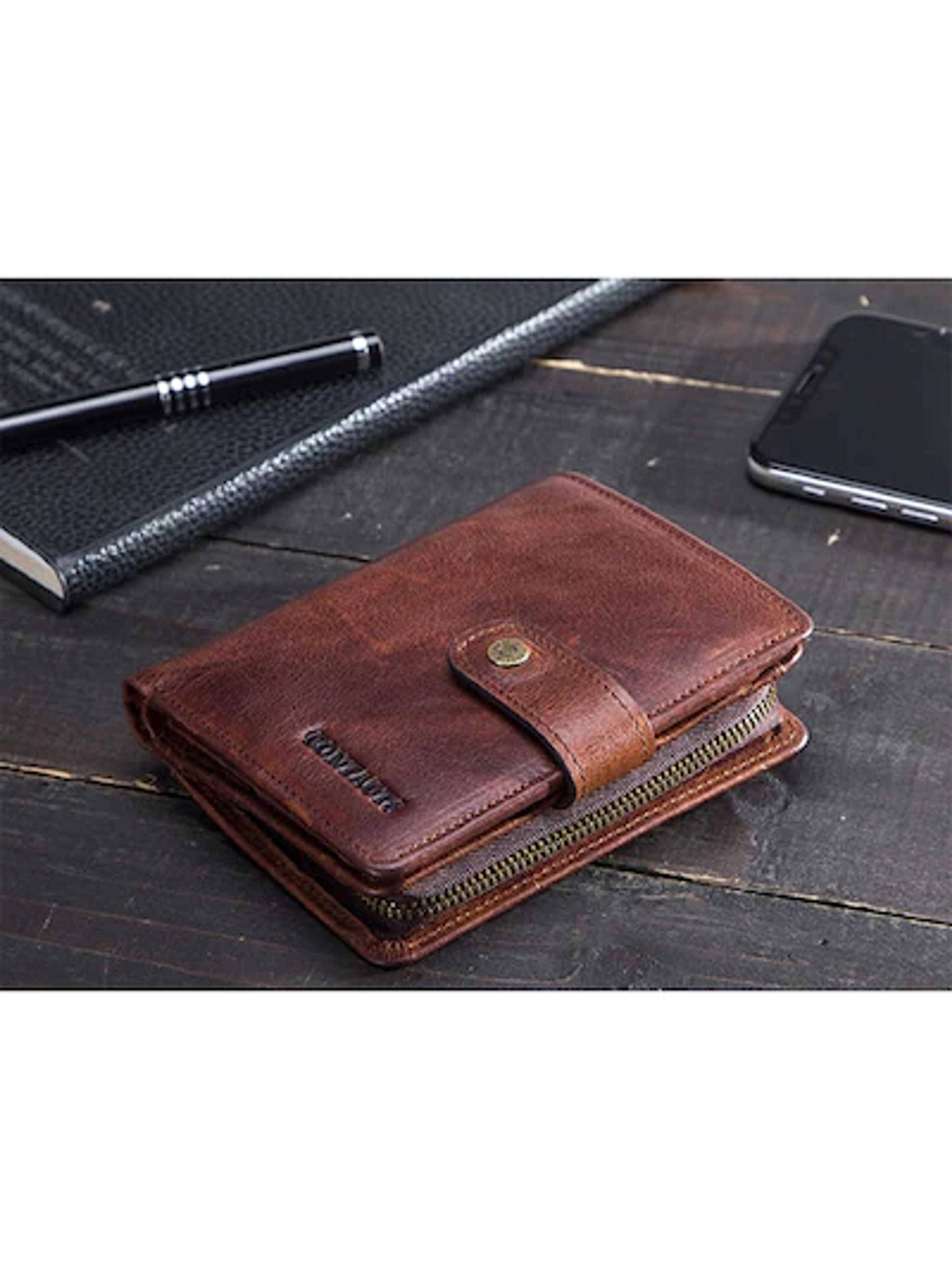 Buy CONTACTS Men Brown Textured Leather Two Fold Wallet With RFID - Wallets for Men 17257368 | Myntra