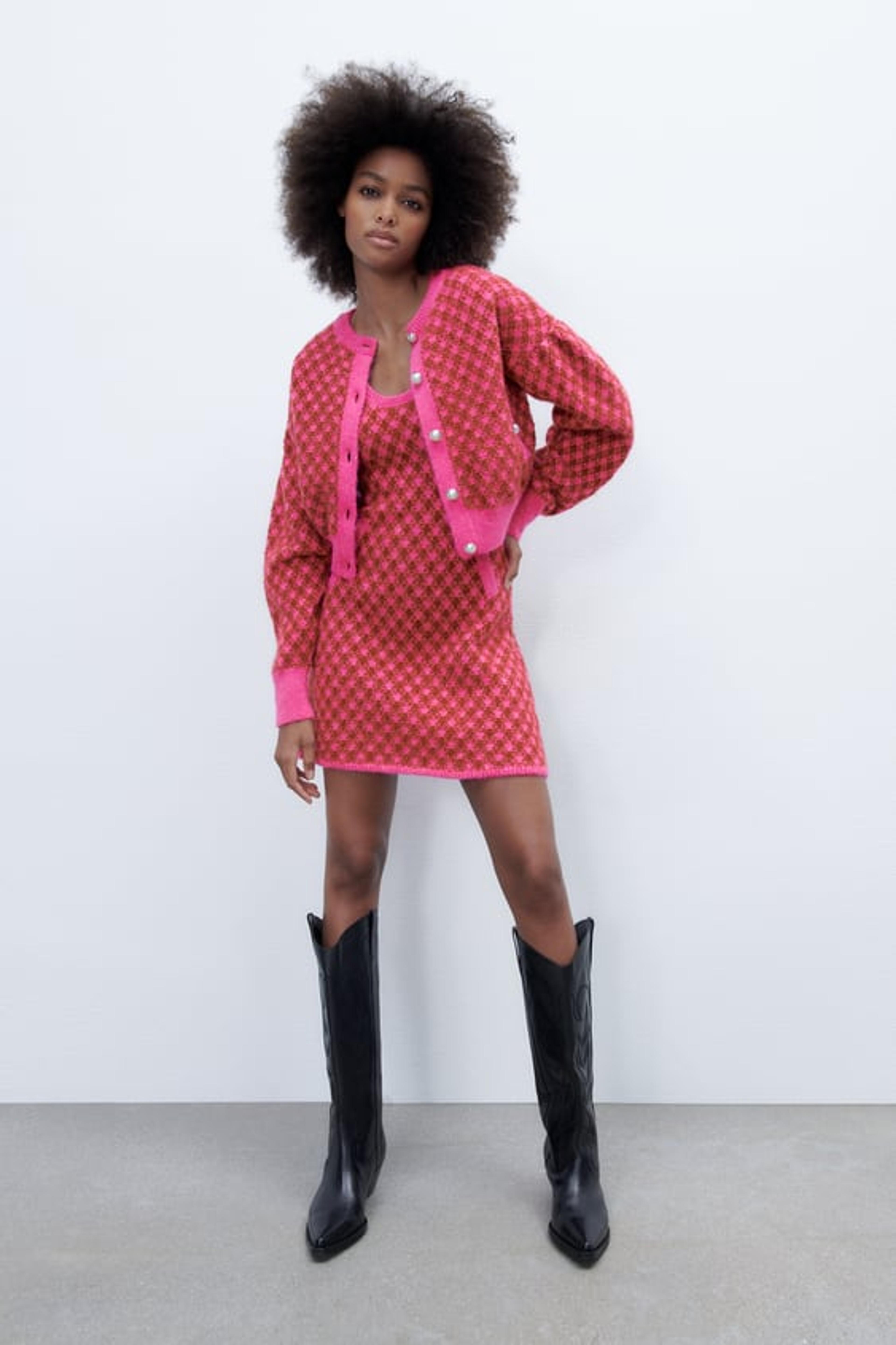 PLAID KNIT DRESS - Pink | ZARA United States