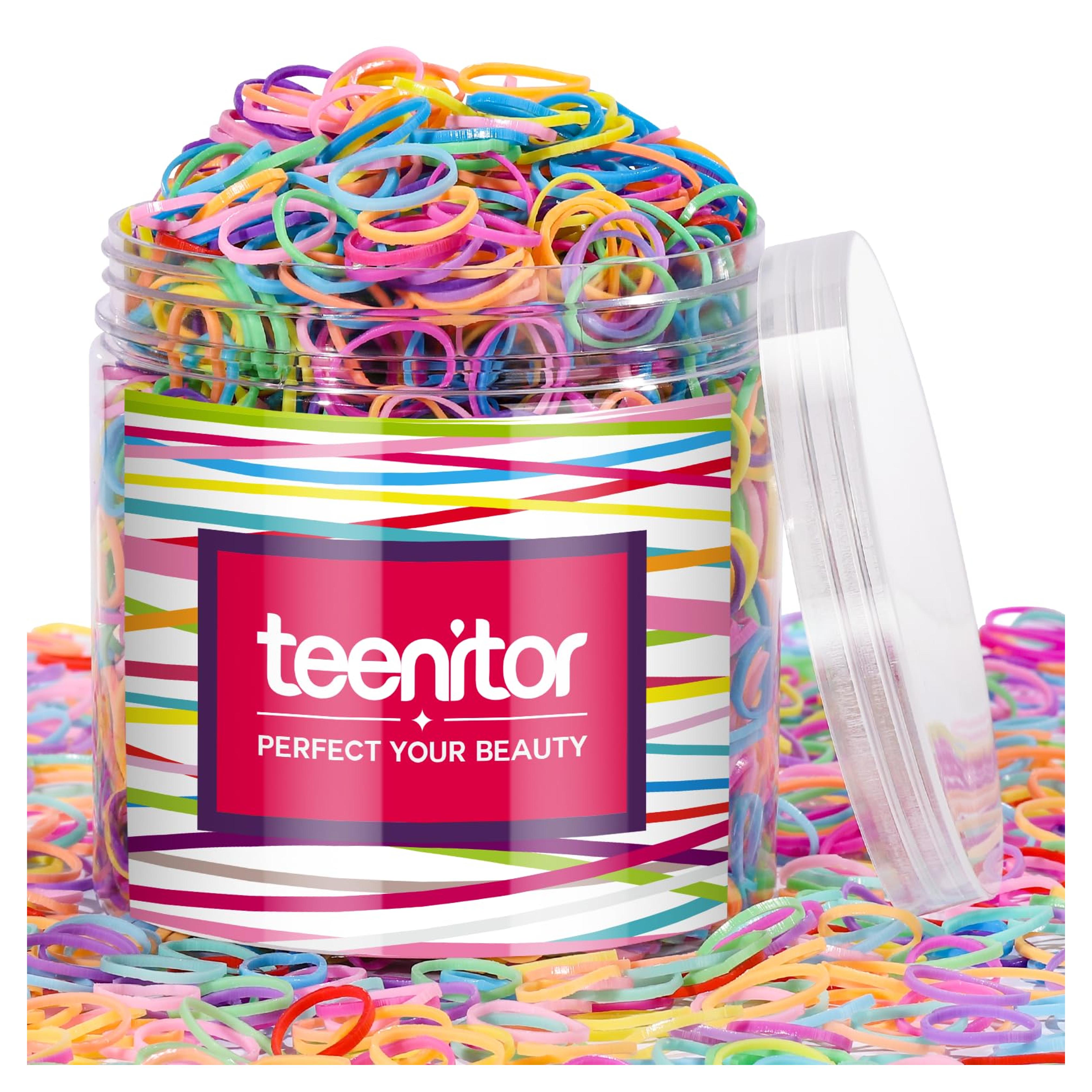 Teenitor Color Elastic Hair Bands, Hair Ties,2000pcs Multi Color Hair Holder Hair Tie Elastic Rubber Bands for Baby Girls