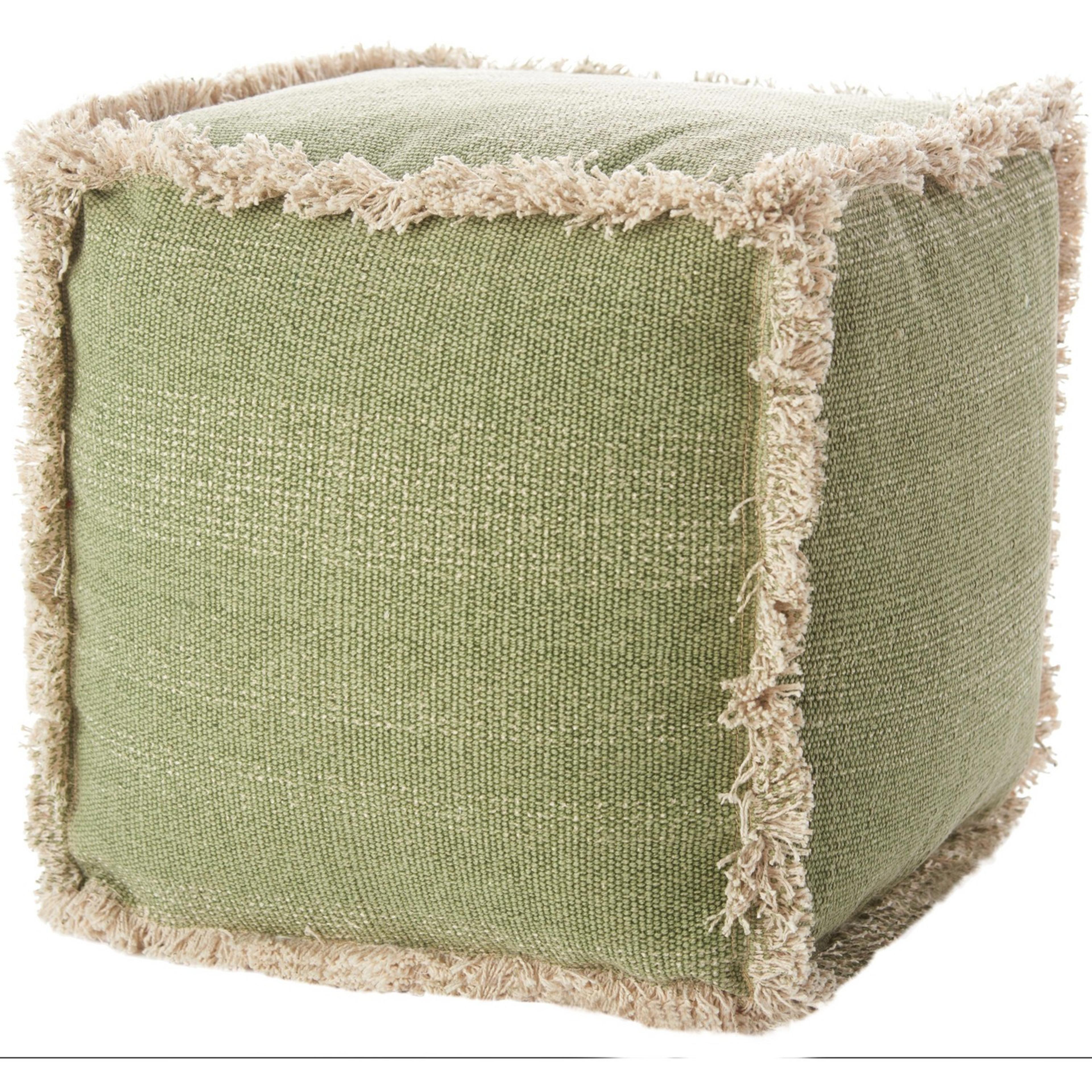 Nourison Life Styles Stonewash Sage Pouf - 16" x 16"