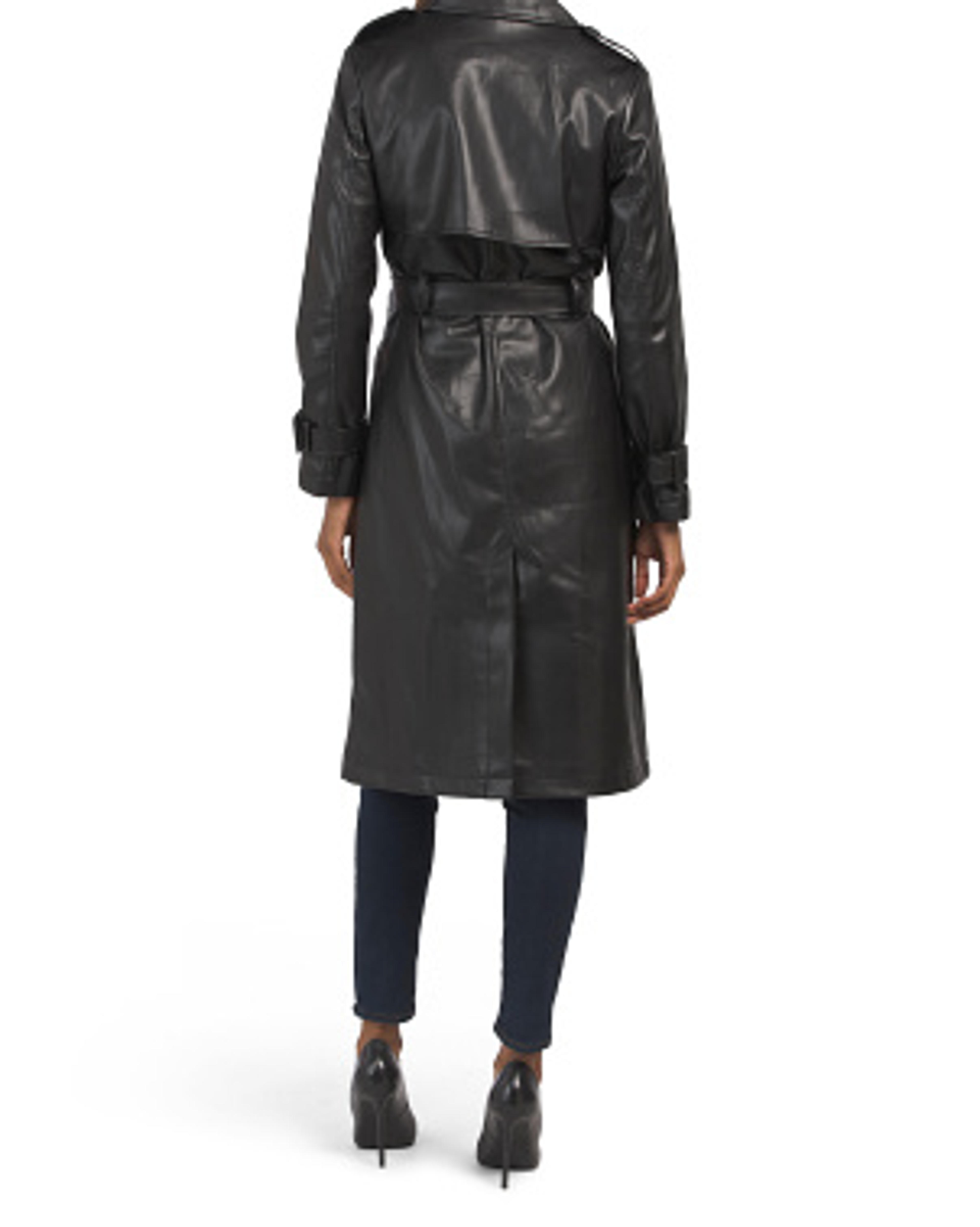 Elie Tahari Faux Leather Belted Trench Coat | Women | T.J.Maxx