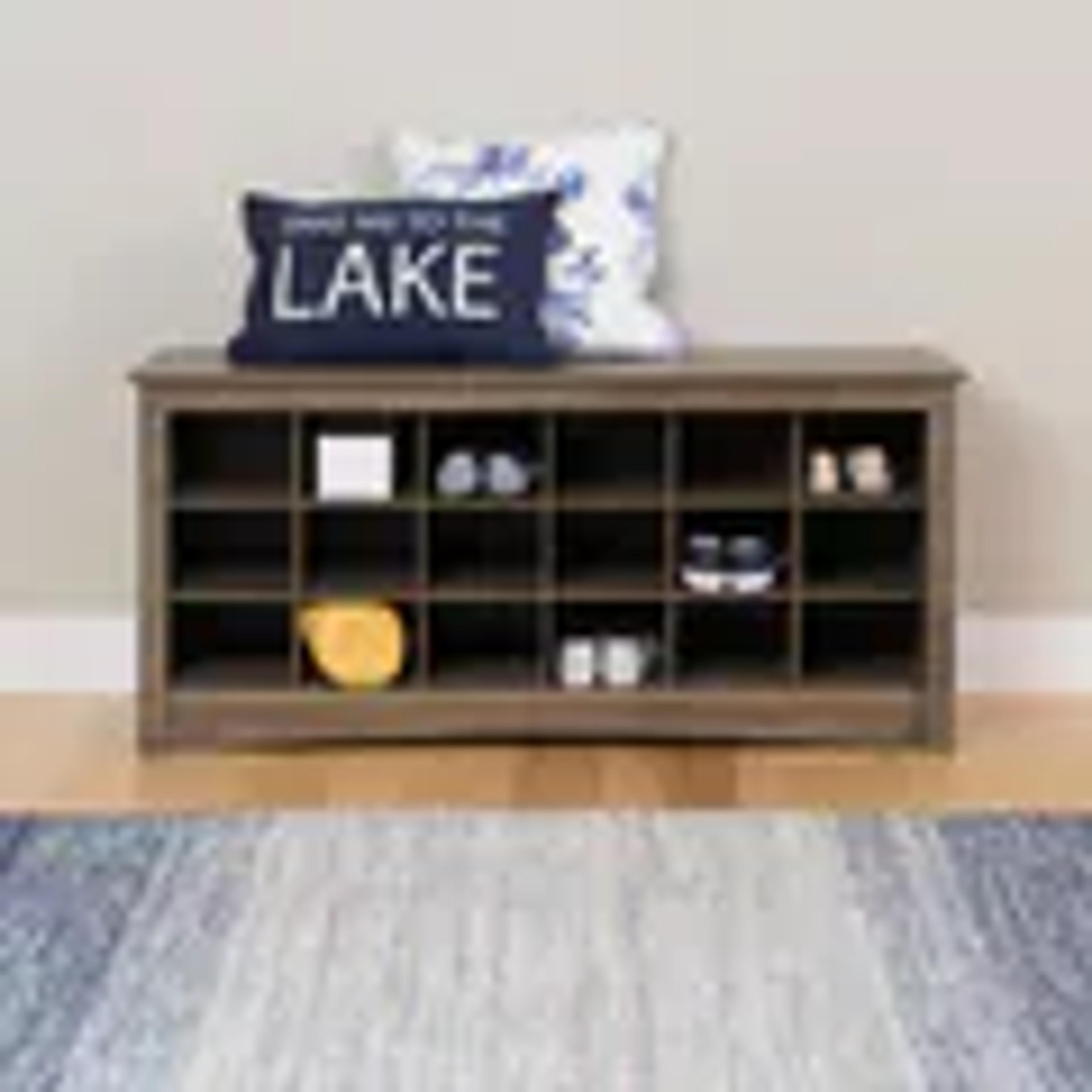 The Gray Barn Waggoner Drifted Grey Cubbie Storage Bench