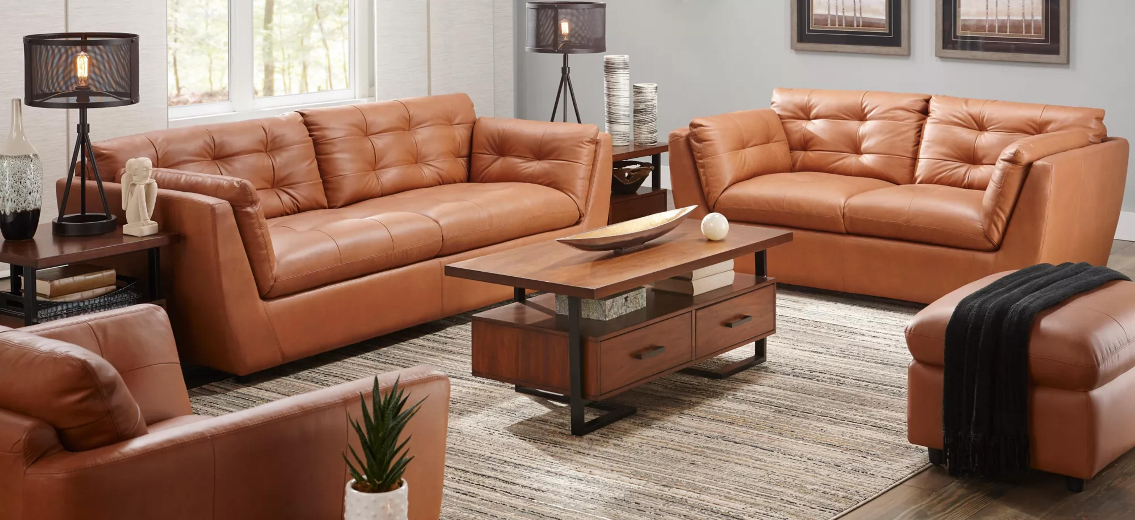 Damar 2-pc. Leather Sofa and Loveseat Set | Raymour & Flanigan