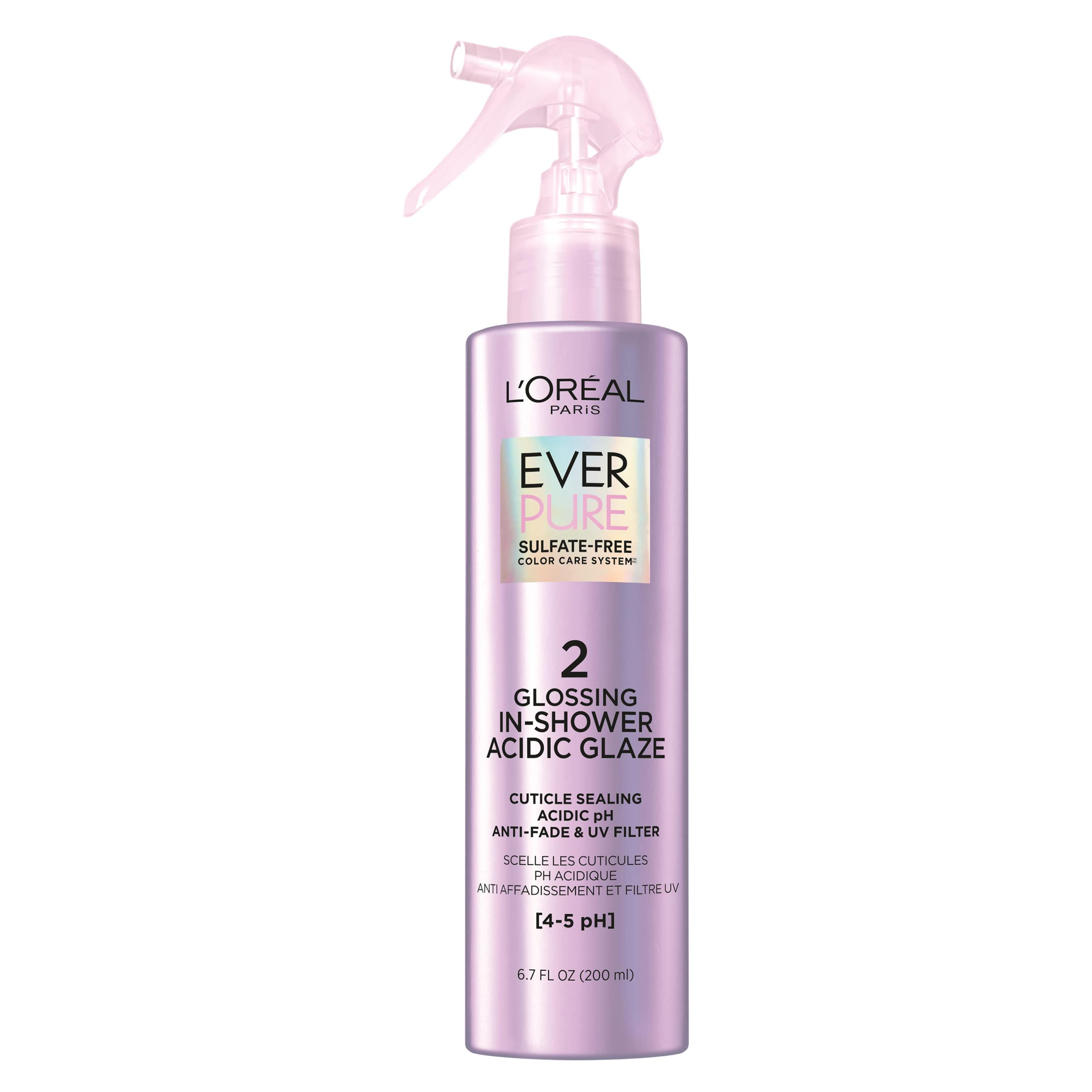 Amazon.com : L'Oreal Paris Sulfate Free Glossing In Shower Acidic Glaze, Intensifies Hair Shine & Smoothness, Argan Oil Infused Vegan Hair Care, EverPure, 6.7 Oz : Beauty & Personal Care