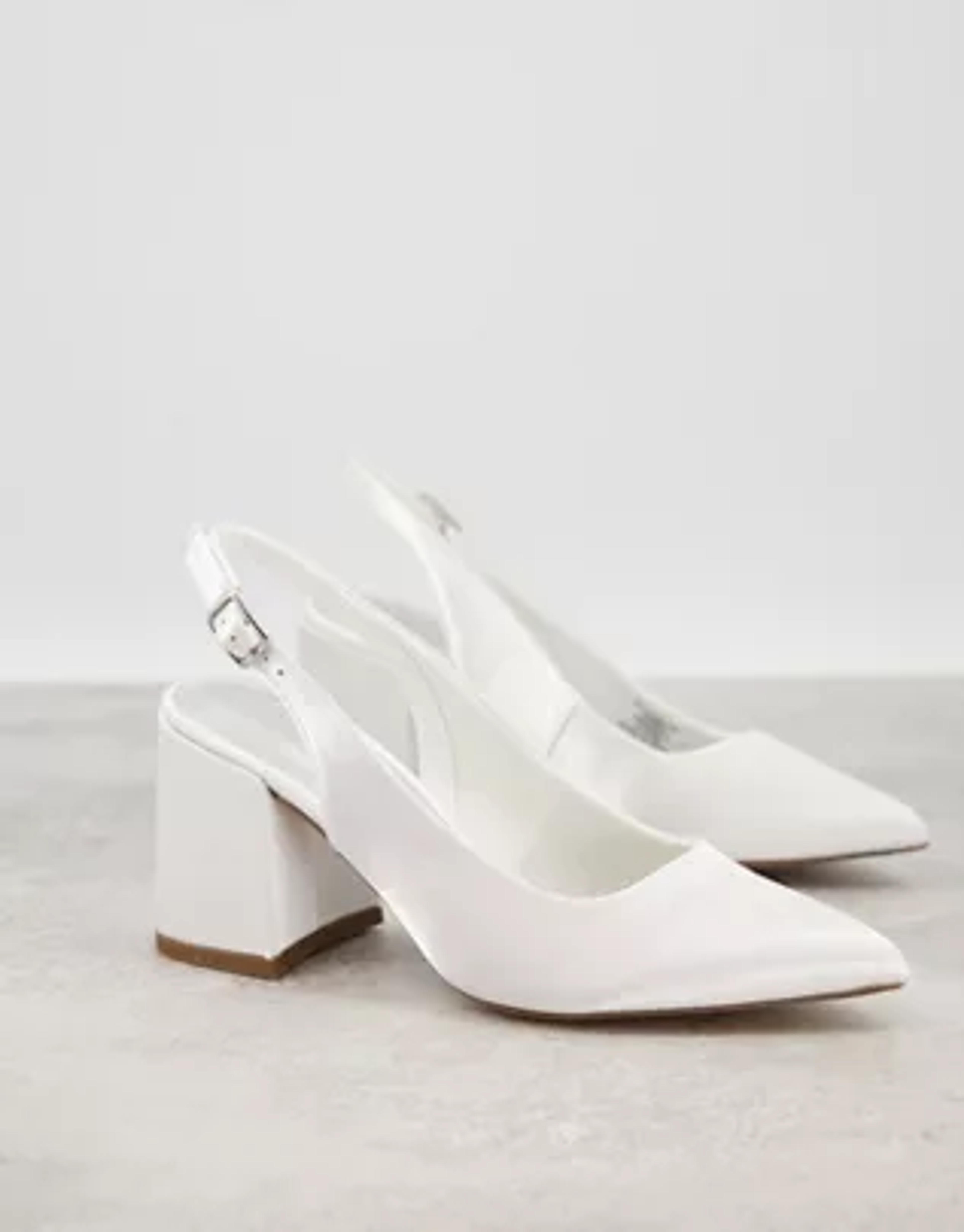 ASOS DESIGN Sammy slingback mid heels in ivory | ASOS