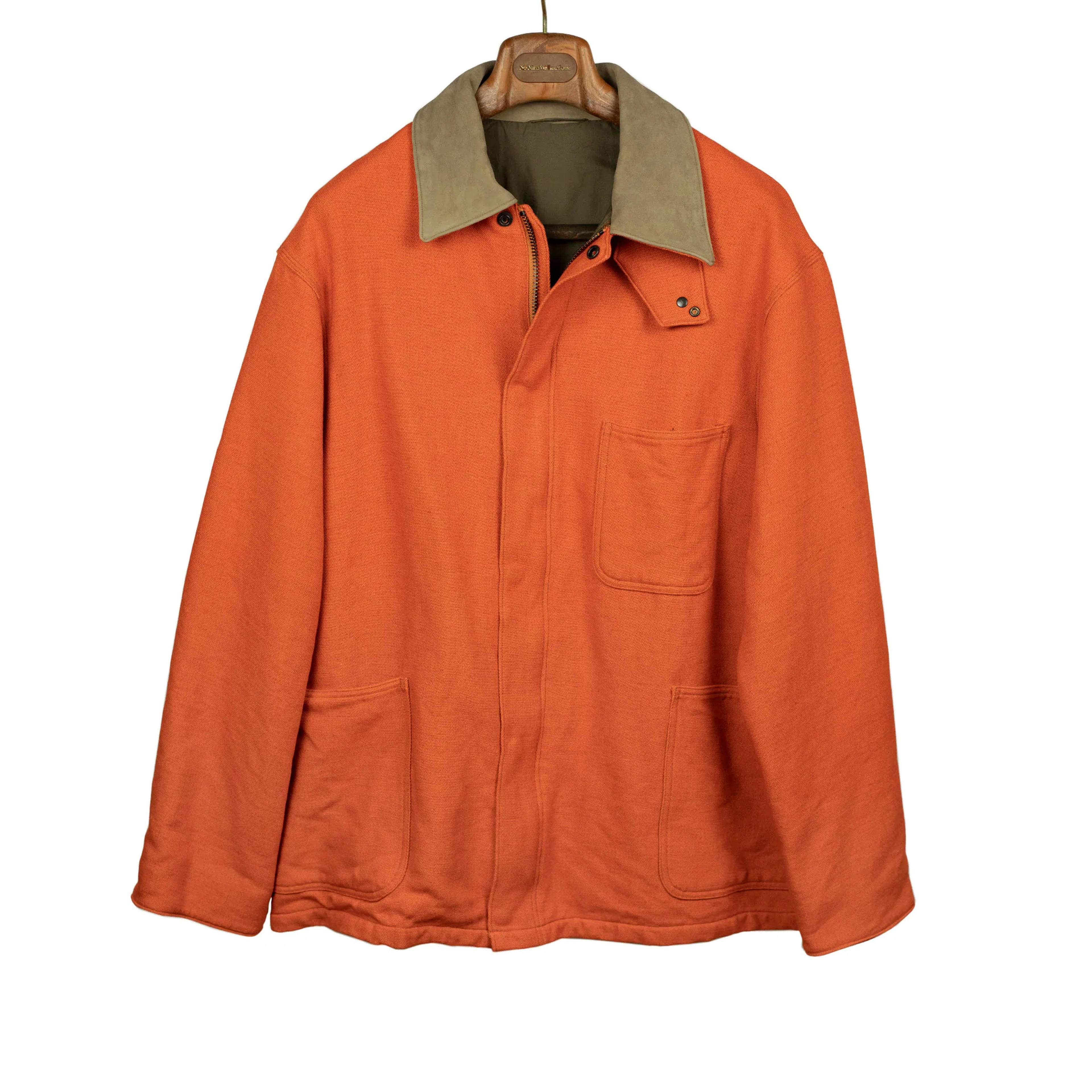 Chore jacket in orange cotton/linen duck canvas - 36