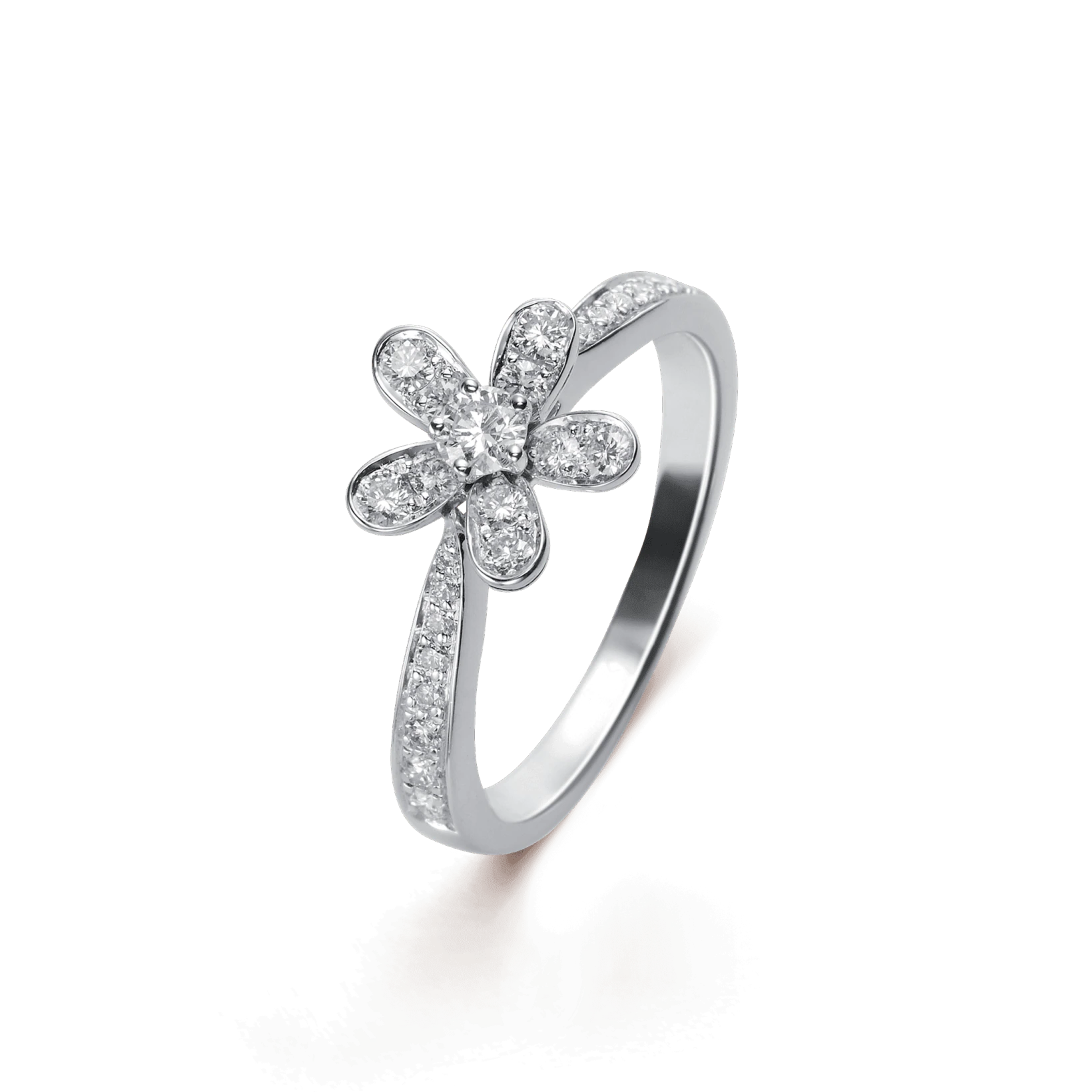 Socrate ring, 1 flower 18K white gold, Diamond - Van Cleef & Arpels