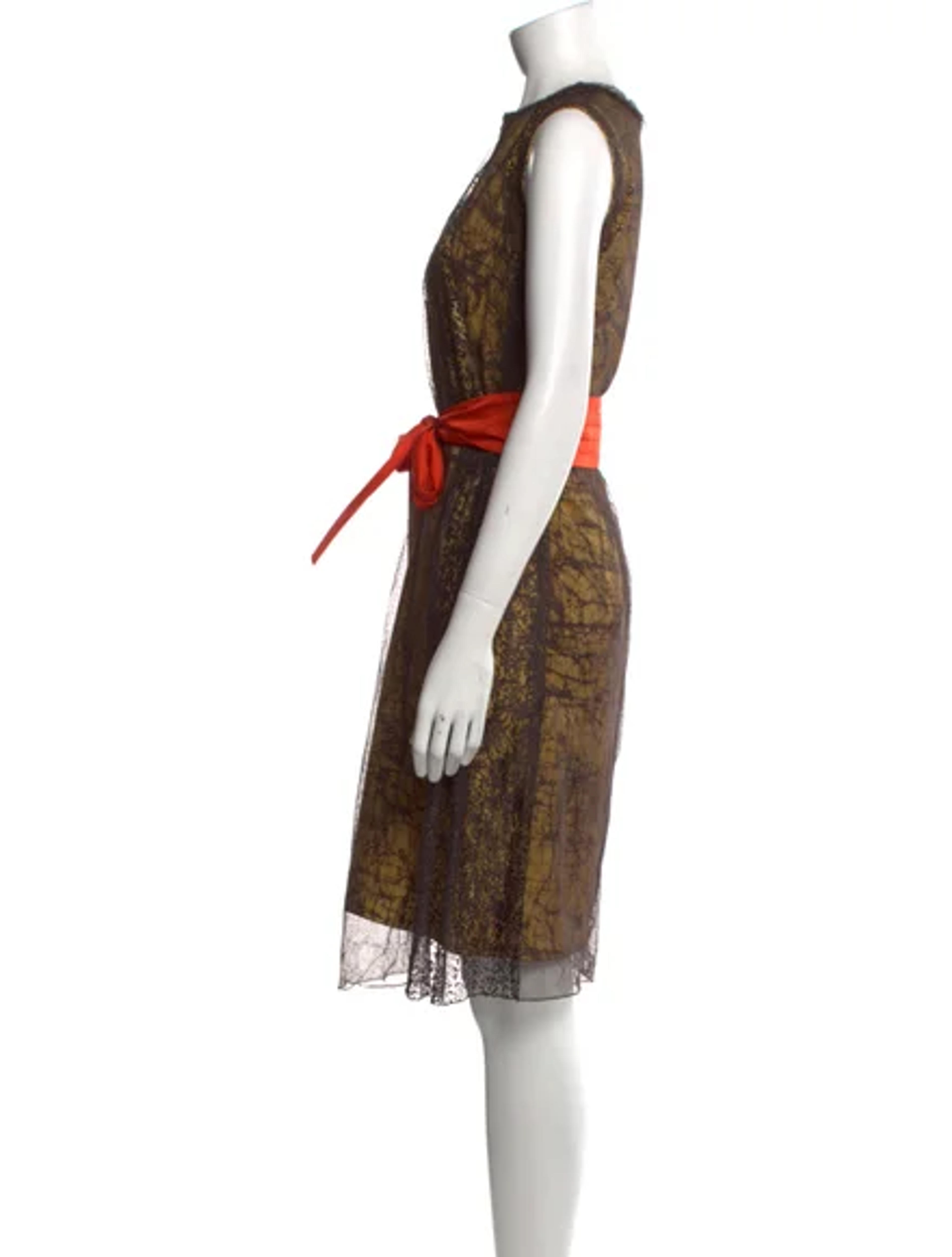 Bottega Veneta Printed Knee-Length Dress - Brown Dresses, Clothing - BOT136925 | The RealReal