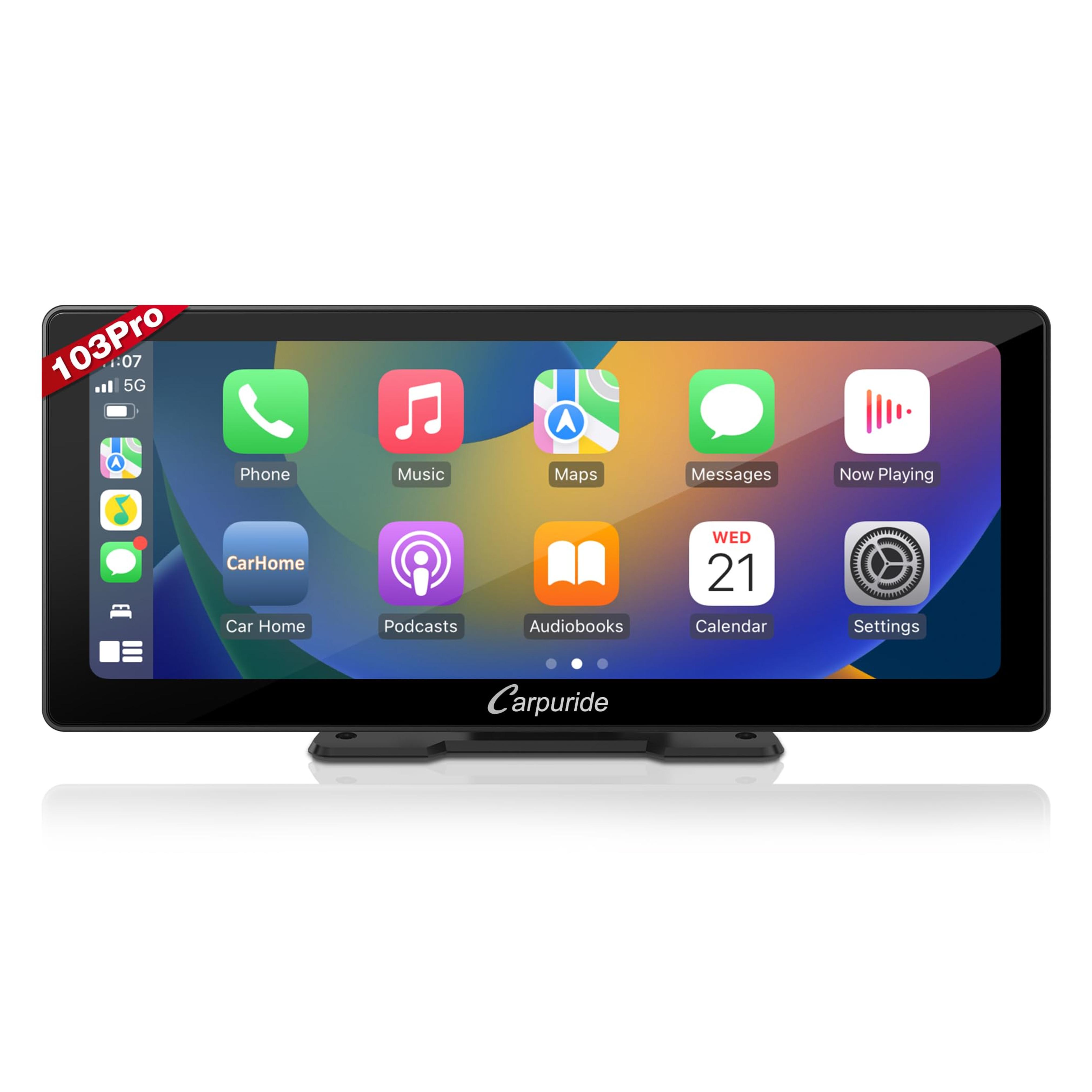 Amazon.com: [2023 Newest ] Carpuride W103 Pro with Wireless Bluetooth Transmission Portable Apple Carplay & Andorid Auto Car Stereo, 10.3 inch 1080P Touch Screen, Mirror Link/GPS/Siri/FM/Google, Dashboard Mounted : Electronics