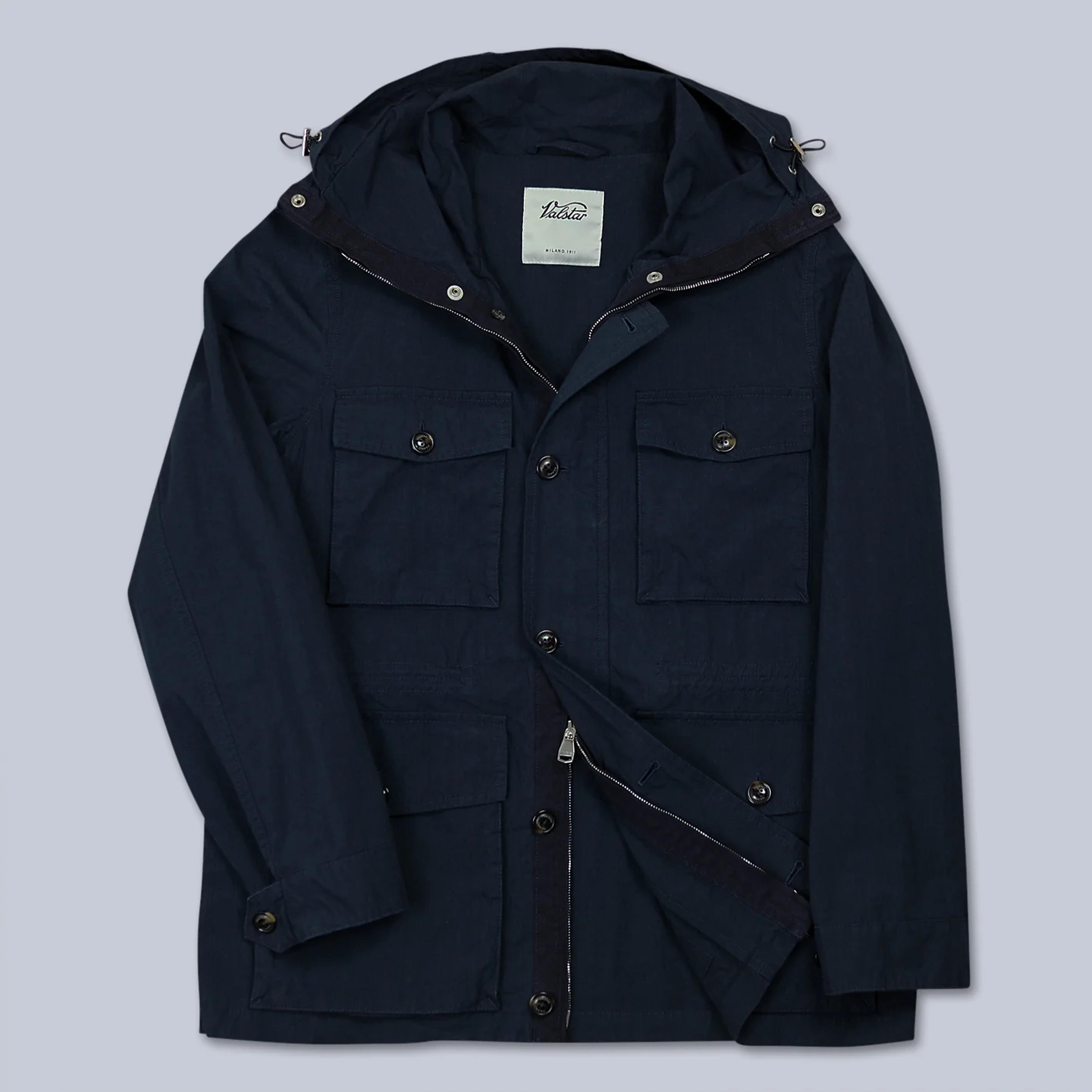 Navy Japanese Cotton Hooded Field Jacket – Lund & Lund