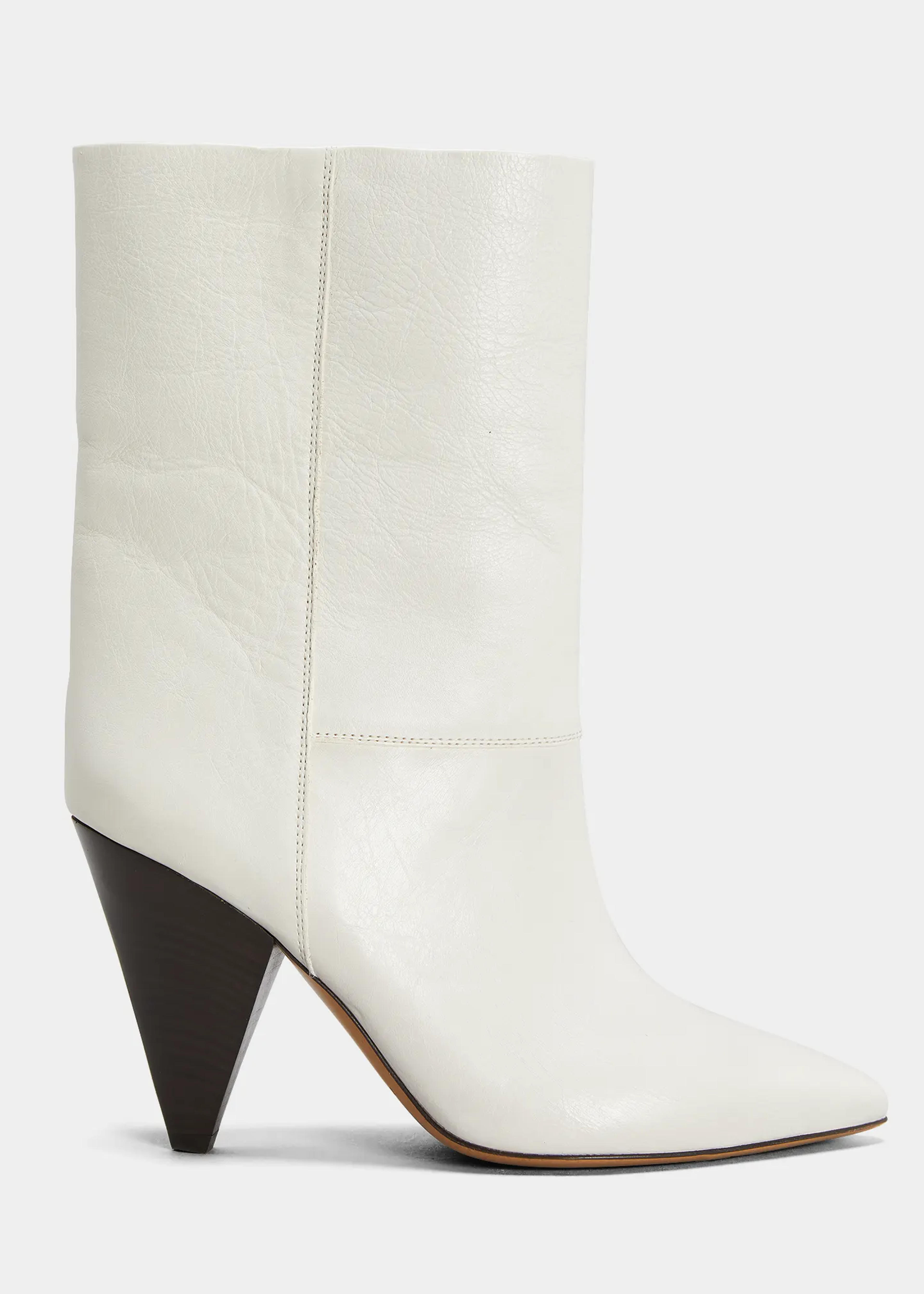 Isabel Marant Locky Calfskin Cone-Heel Booties - Bergdorf Goodman