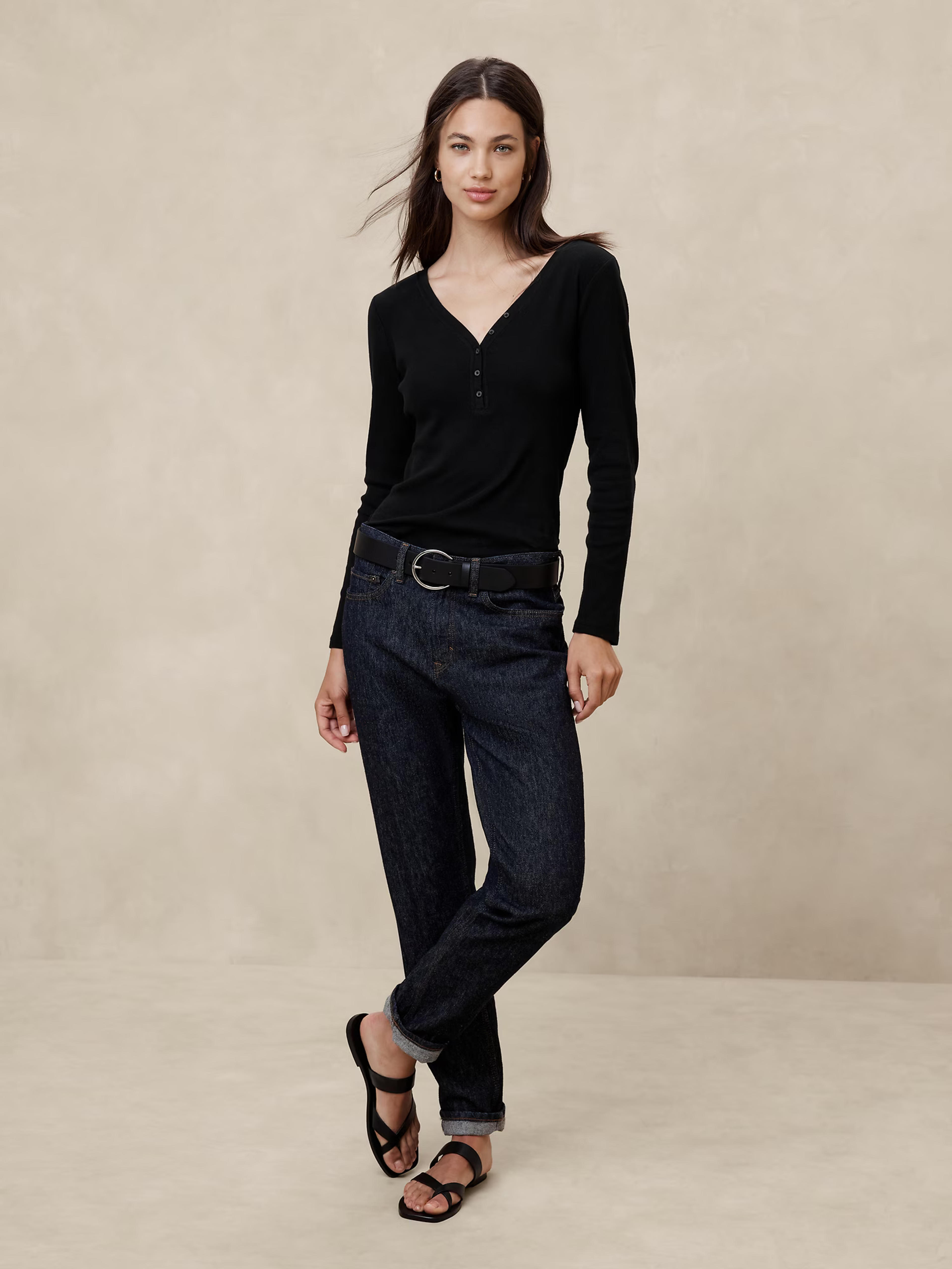 Ribbed Henley Top | Banana Republic Factory