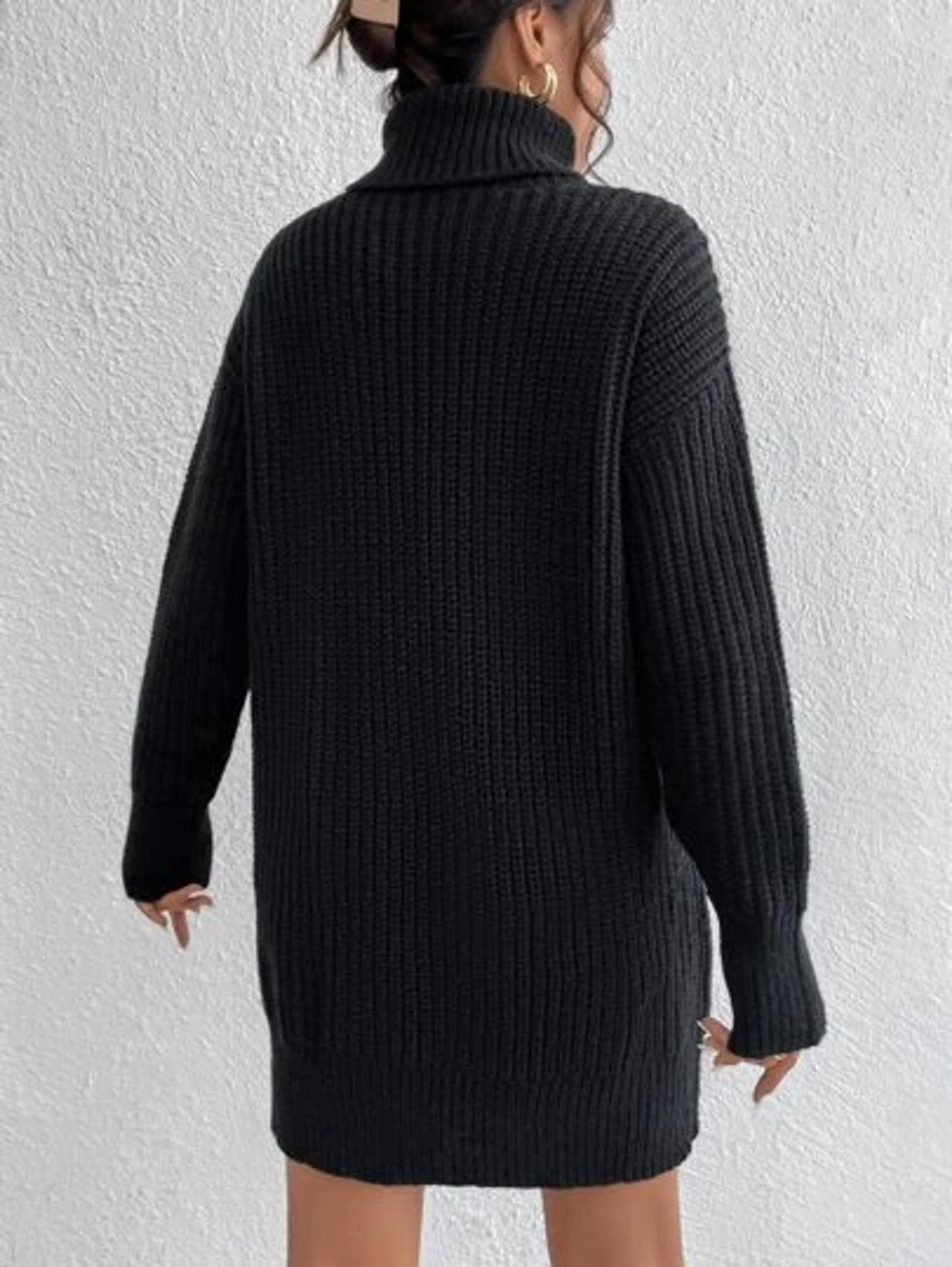Turtleneck Drop Shoulder Sweater Dress | SHEIN USA