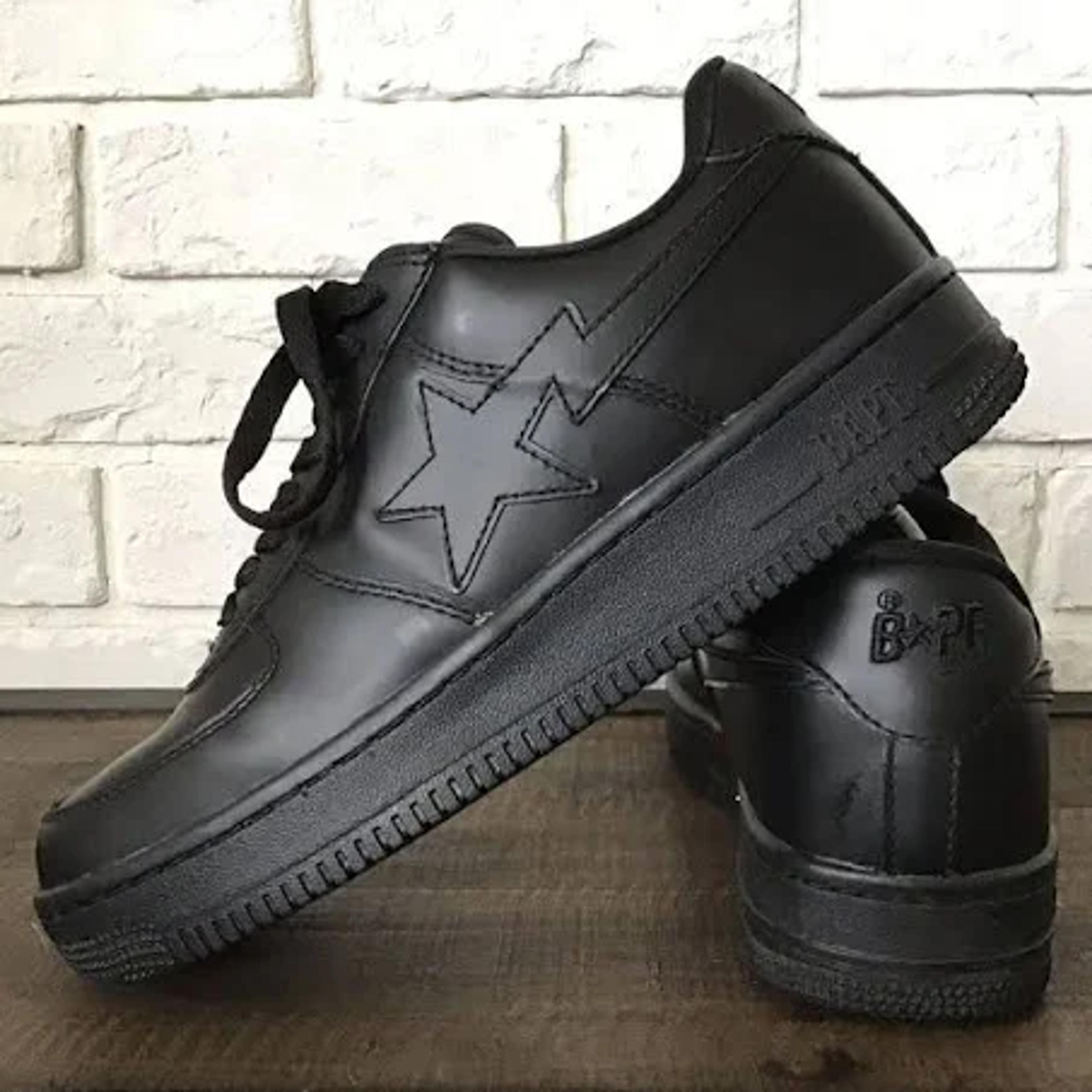 Leather Bapesta Sneakers Black A Bathing Ape Bape Sta Shoes