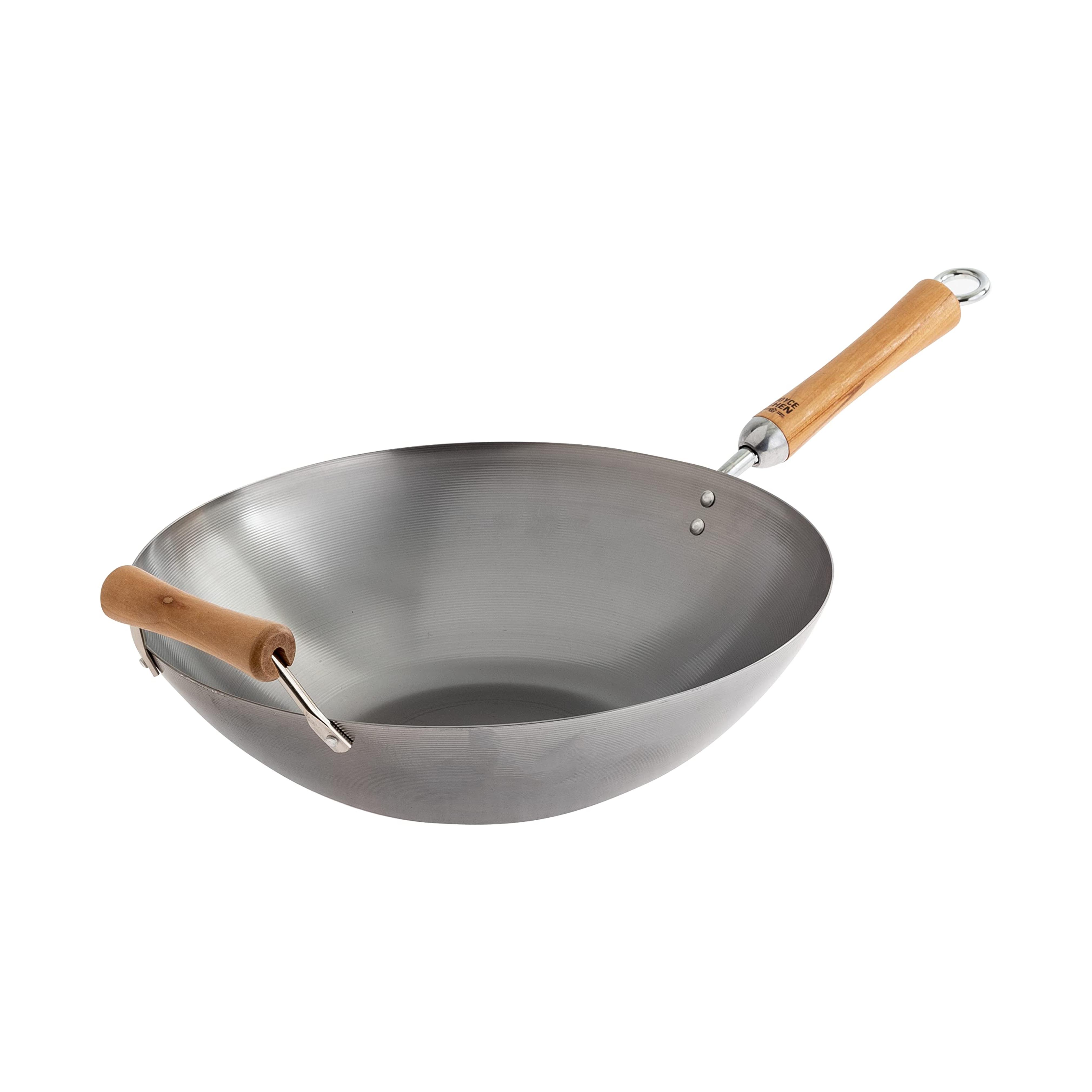 Amazon.com: JOYCE CHEN Classic Series 14-Inch Carbon Steel Wok with Birch Handles: Home & Kitchen