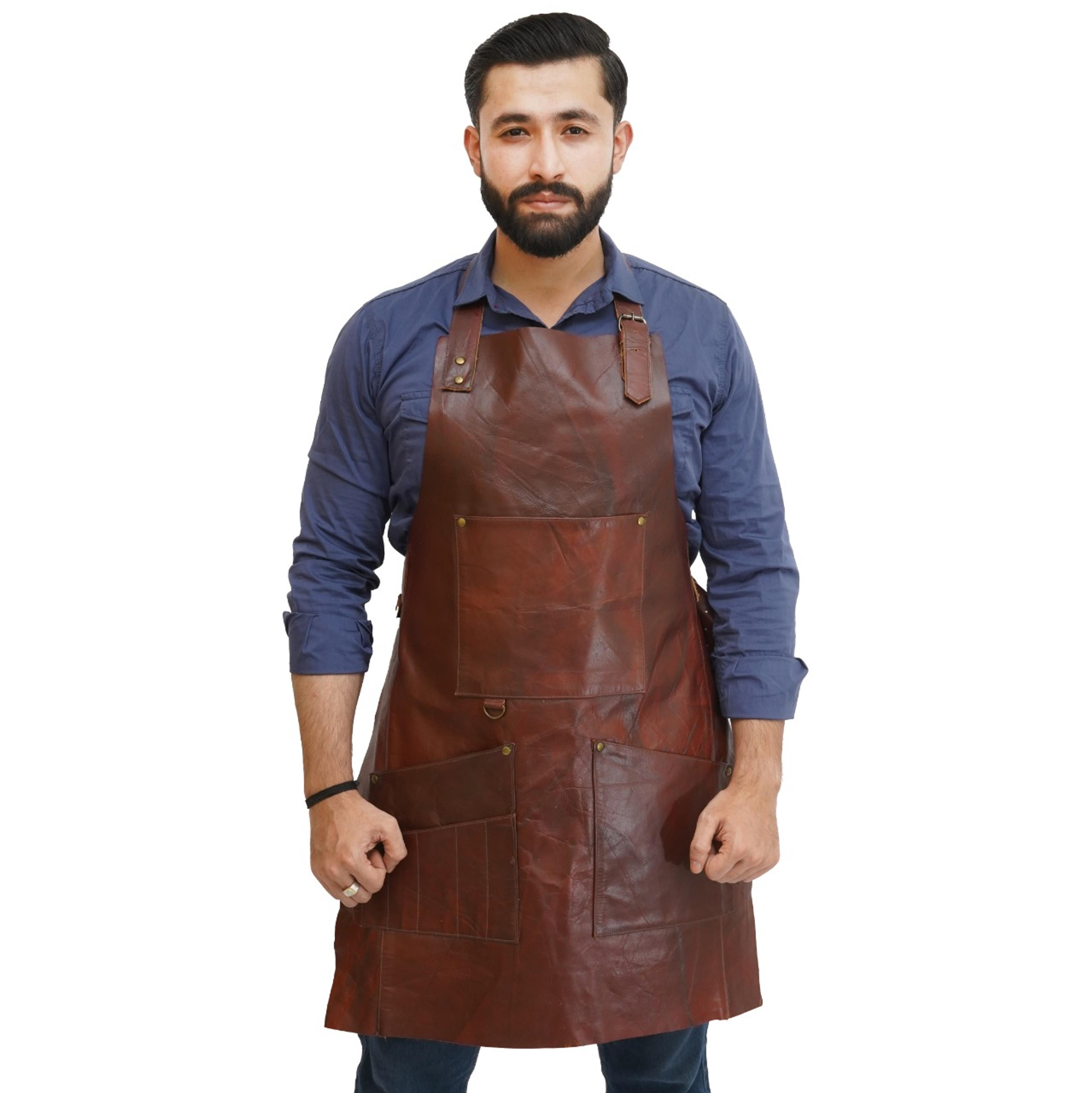 Leather Apron with Straps &amp; Multiple Pockets