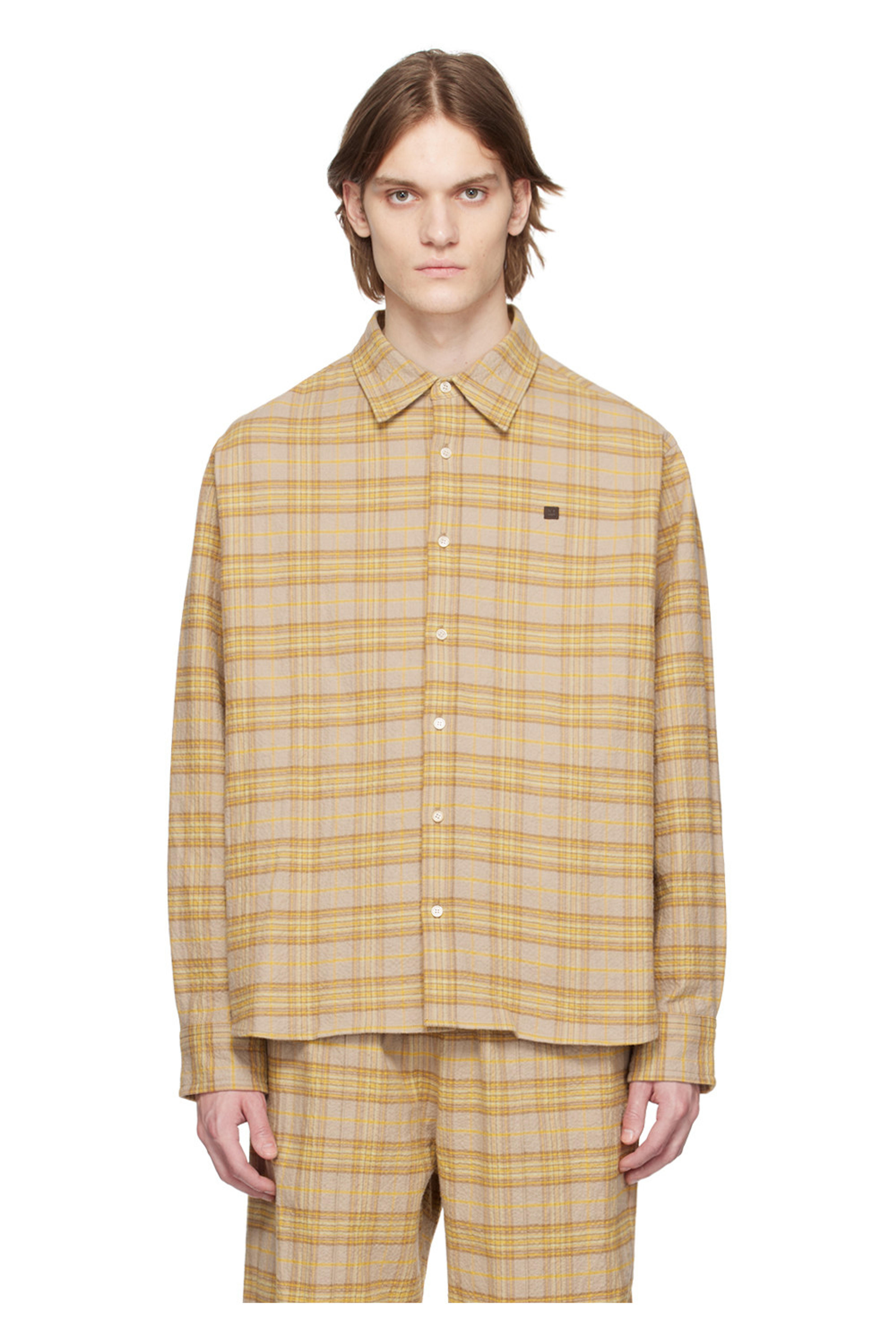 Acne Studios: Orange Check Shirt | SSENSE