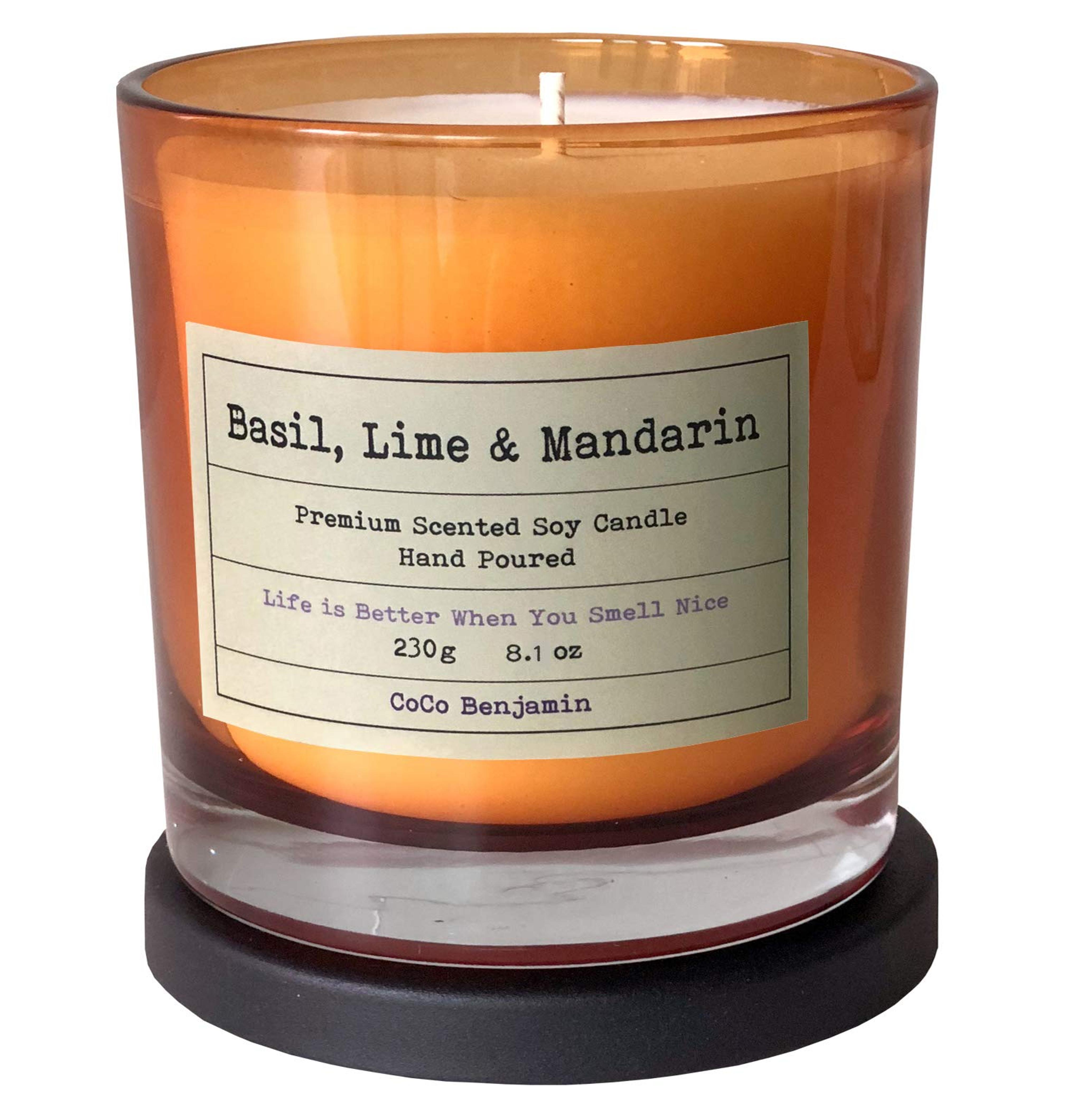 Amazon.com: (Basil, Lime & Mandarin) 8.1 oz,100% Soy, Hand Poured Soy Candle, Highly Scented : Home & Kitchen