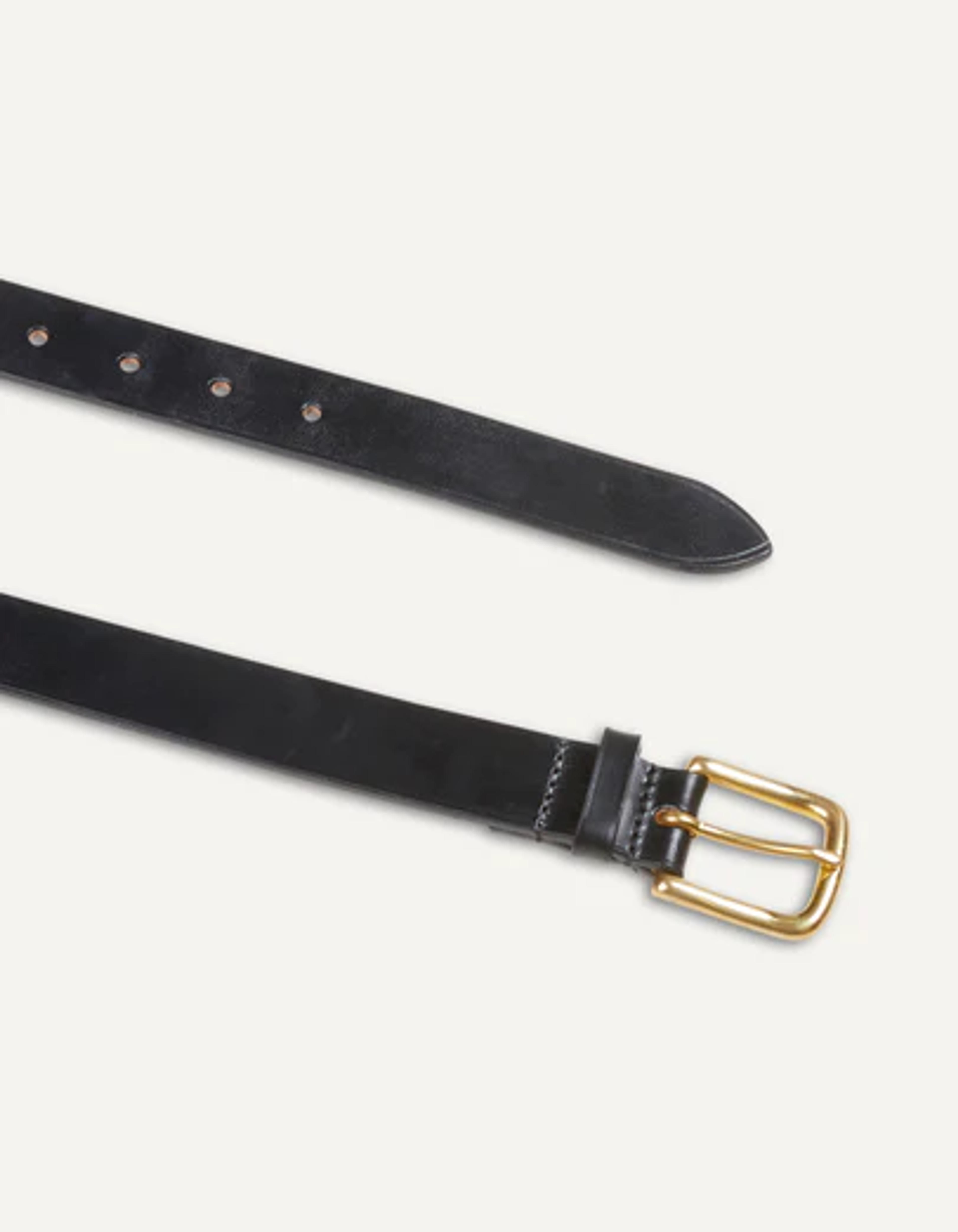 Black Unlined Bridle Leather Belt with Brass Buckle – Drakes