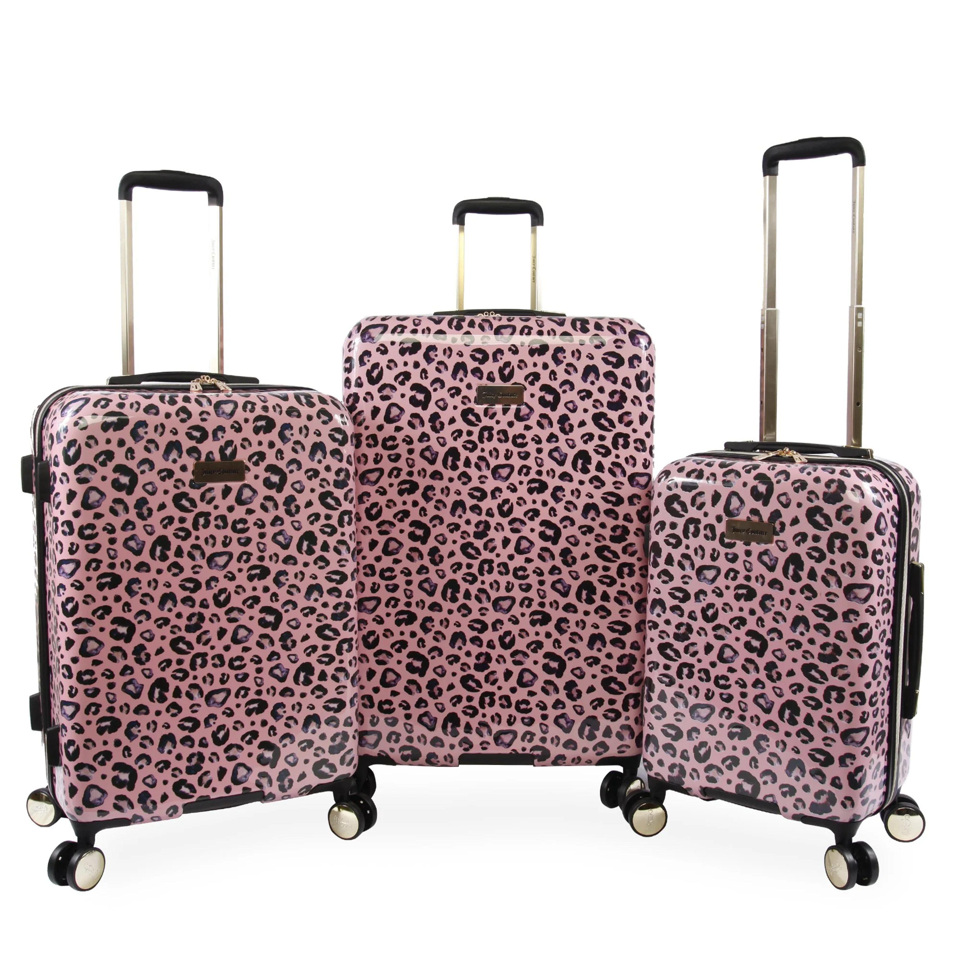 3-Piece Hardside Spinner Luggage Set - Pink Leopard