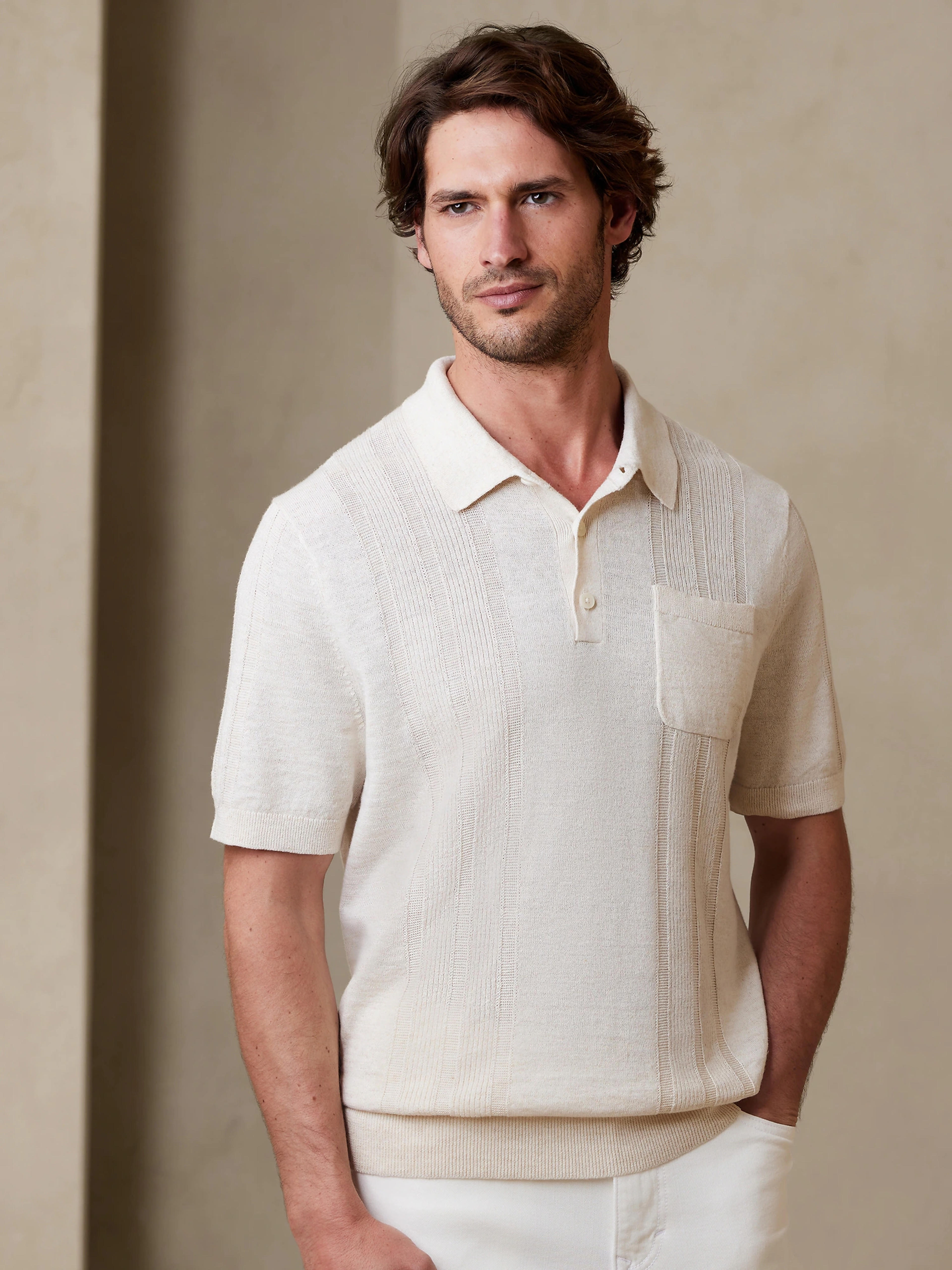 Giorgio Cotton-Linen Sweater Polo | Banana Republic