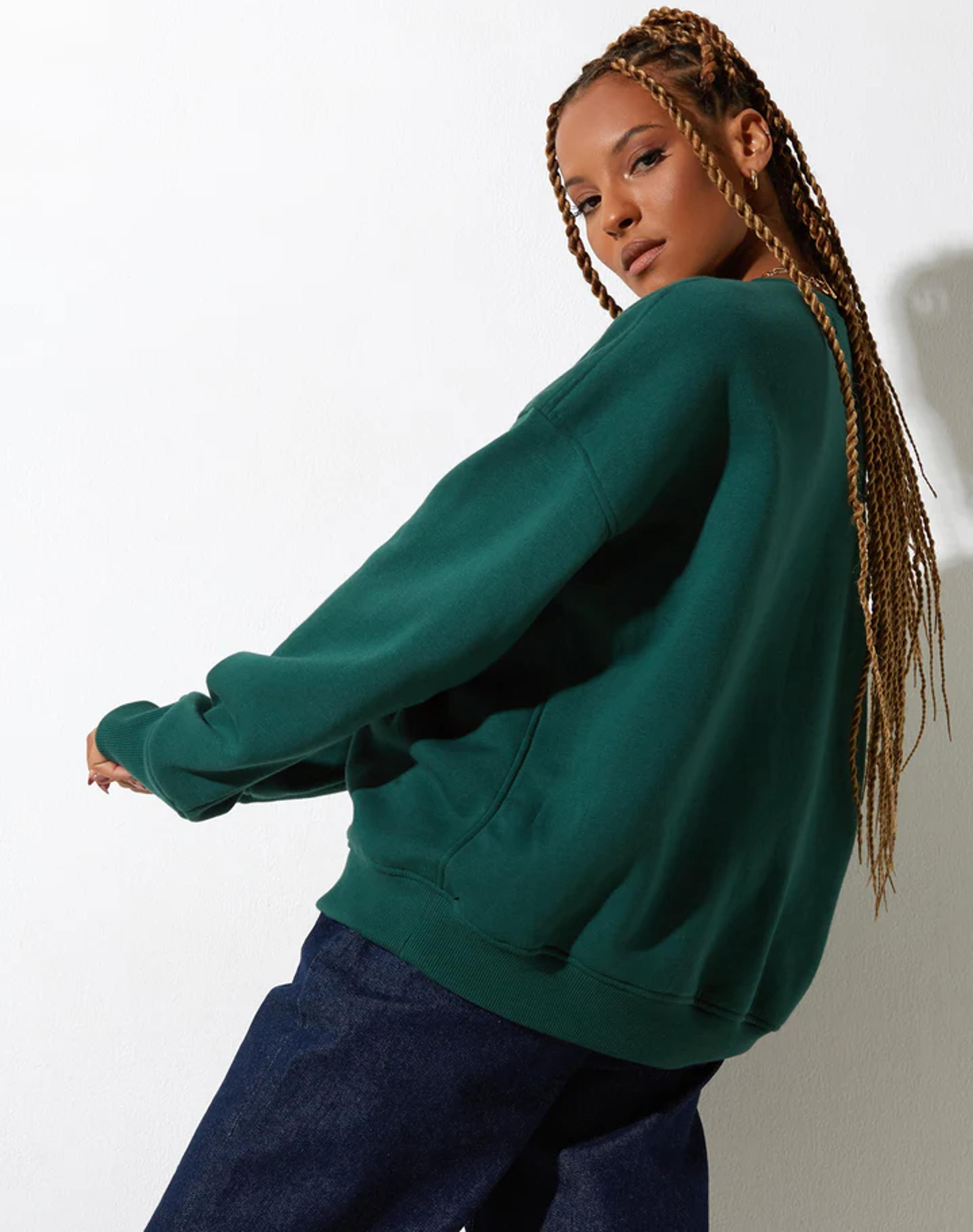 Green Crew Neckline Classics Oversized Sweatshirt | Glan – motelrocks-com-us