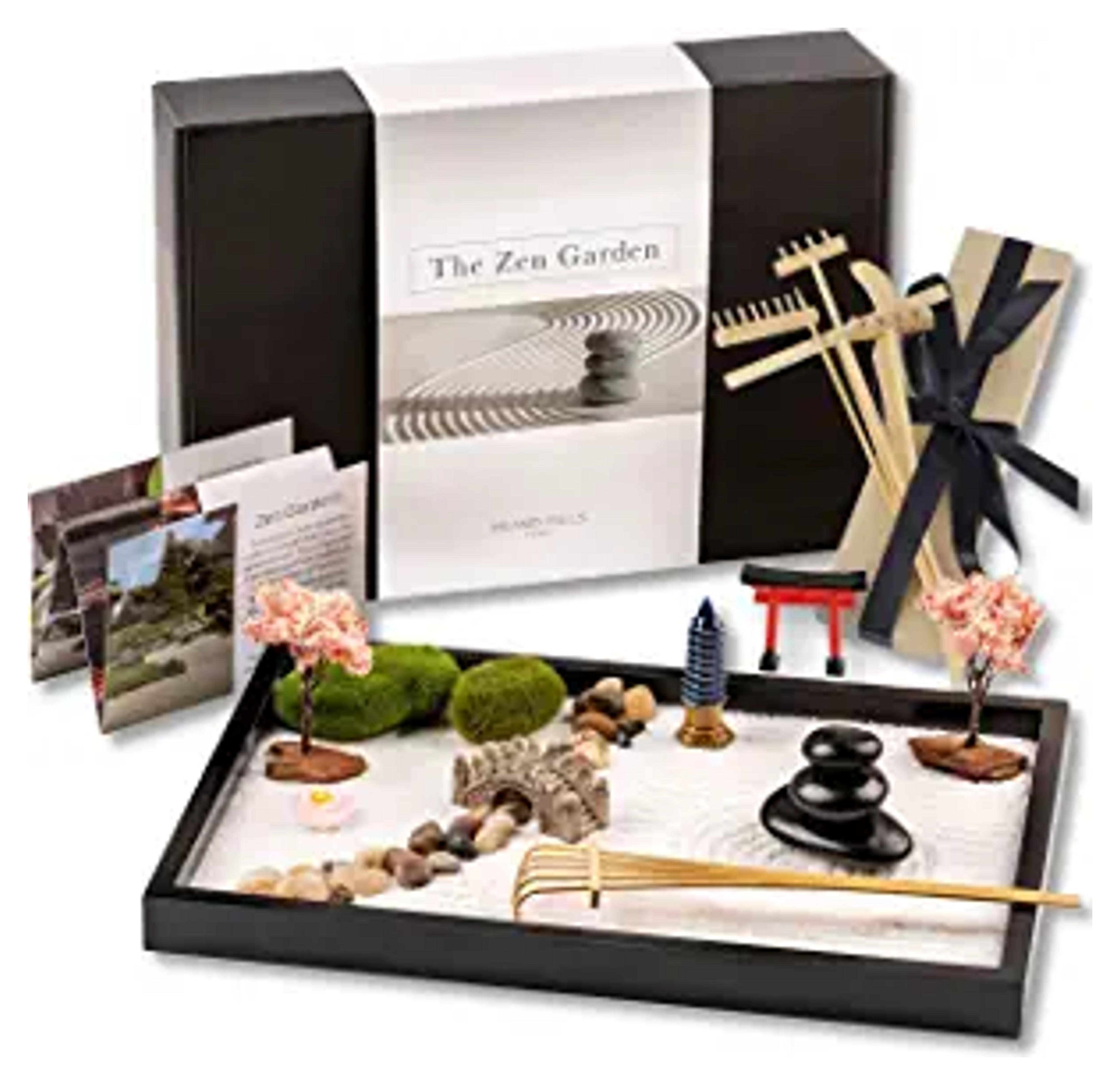 Amazon.com: Island Falls Home Zen Garden Kit 11x8 inch Beautiful Premium Japanese Mini Rock Garden Gift Set. Home, Office Desk Accessories. Zen Sand Garden, 6 Tools, 12 Features. Desktop Meditation Decor Home : Home & Kitchen