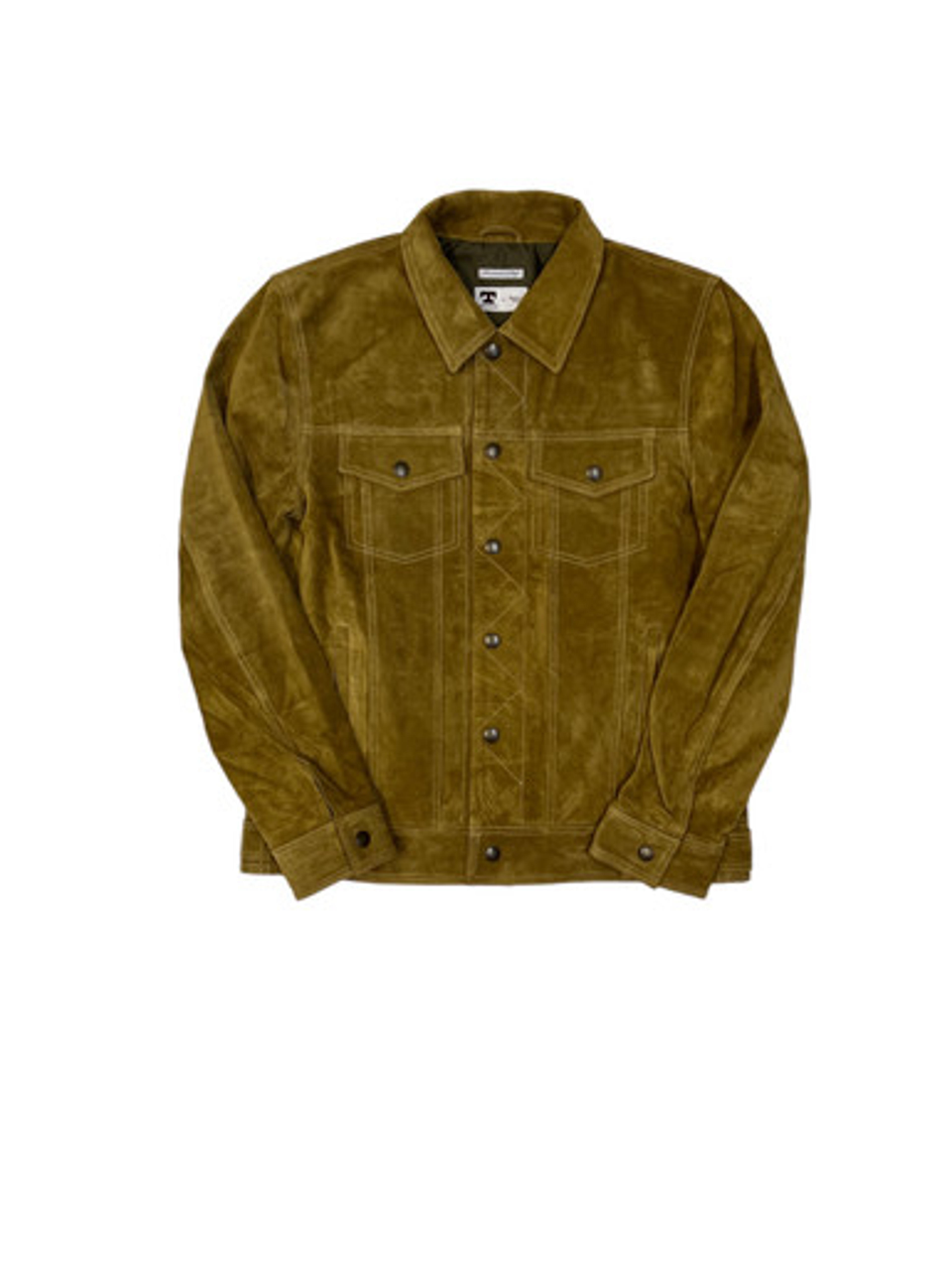 Trucker Jacket Suede Calf Split Silky Gold - Tellason