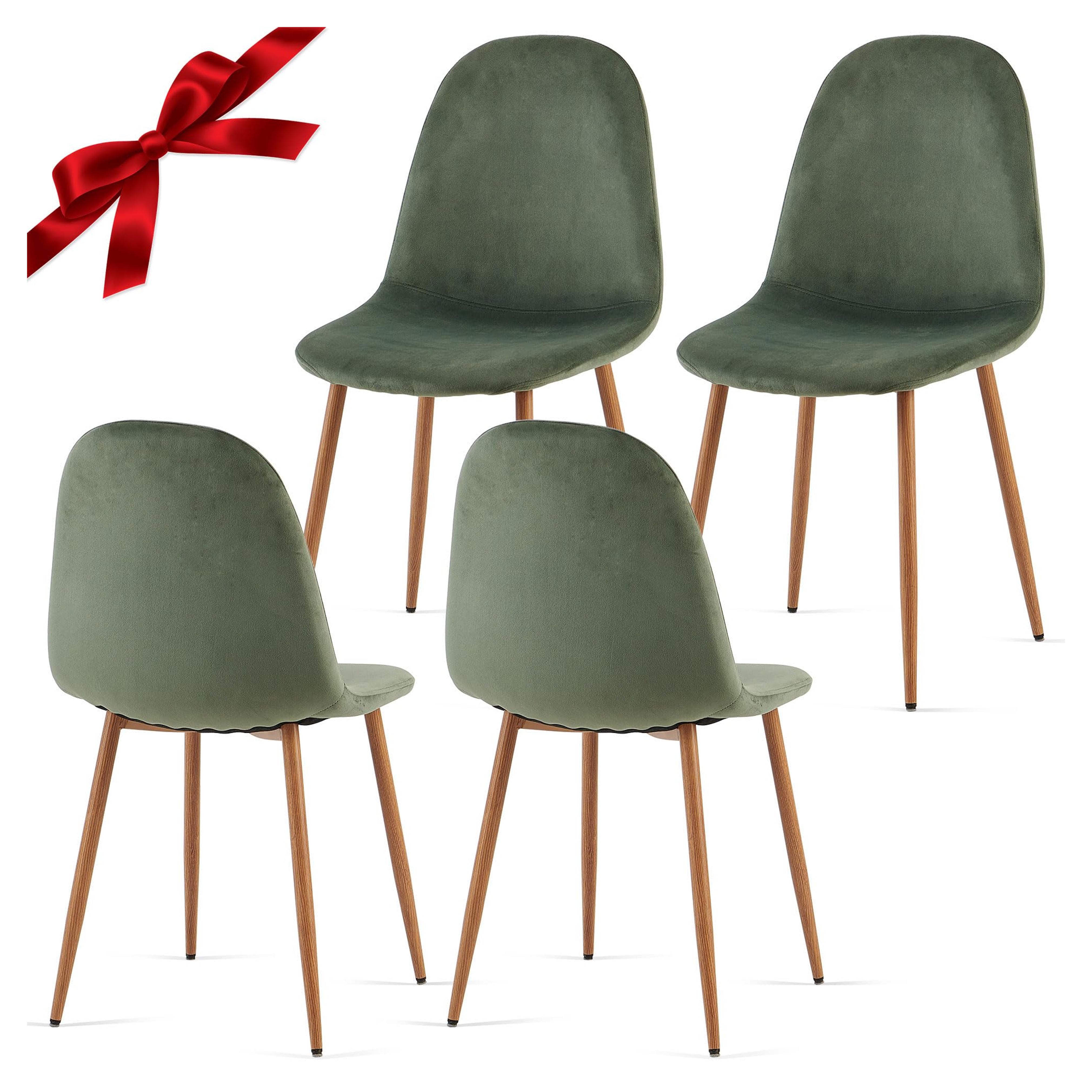 somedream Velvet Dining Chairs Set of 4 - Kitchen Chairs with Metal Legs for Living, Bedroom, Restaurant - Green Chairs for Dining Room, Chair Set for 4