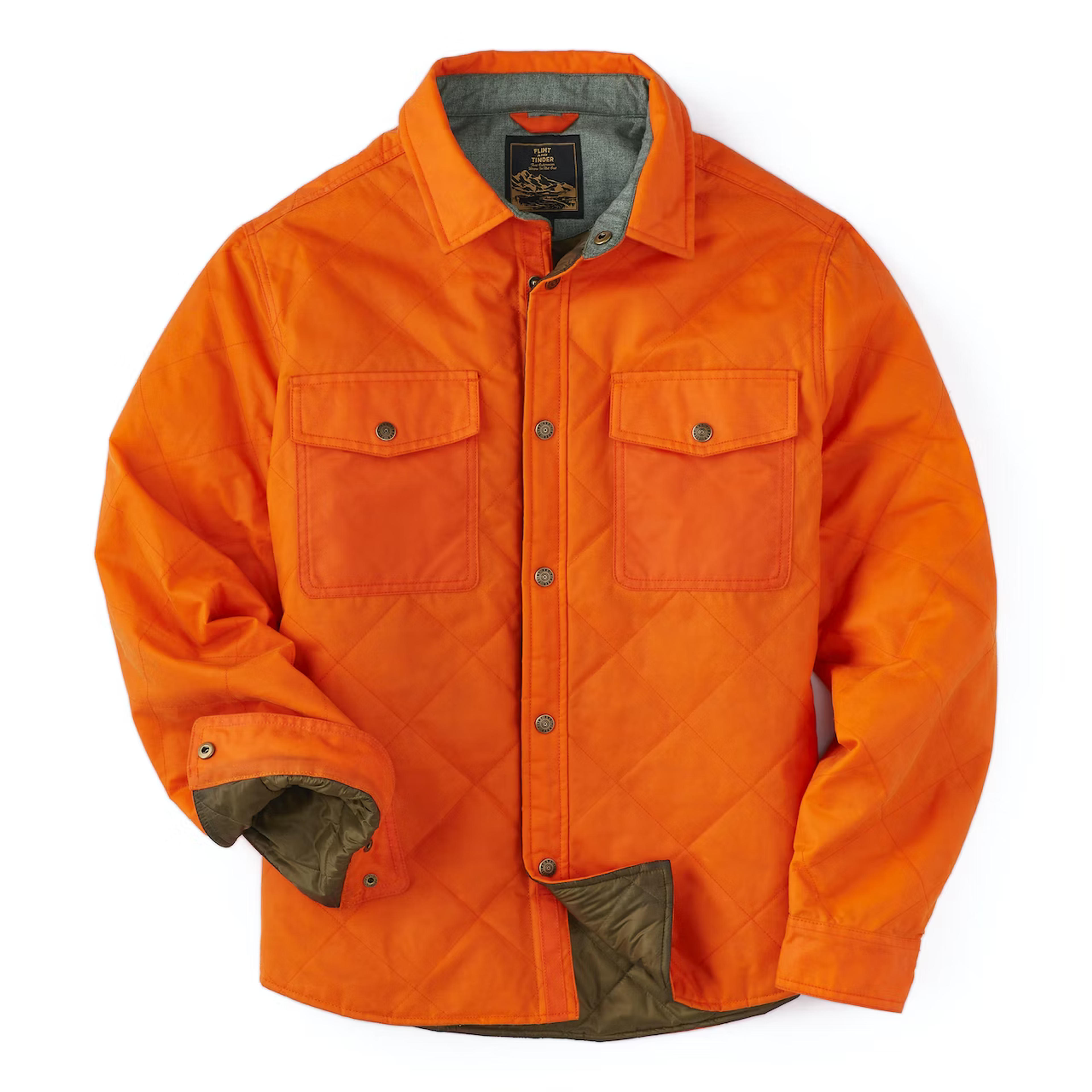 Flint and Tinder Special Edition Quilted Waxed Shirt Jacket | Flame Orange | Size ...